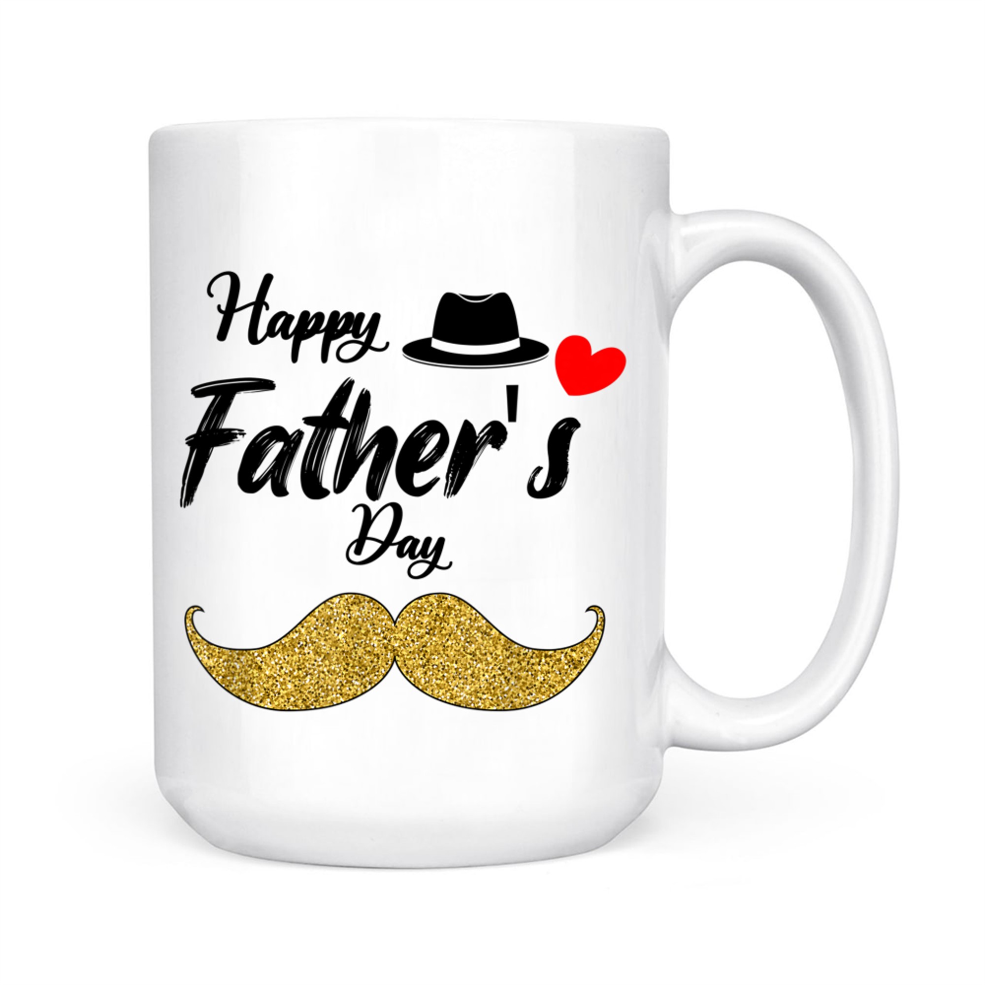 Funny Father’s Day Gold Mustache Fedora Hat Dad Gift Mug