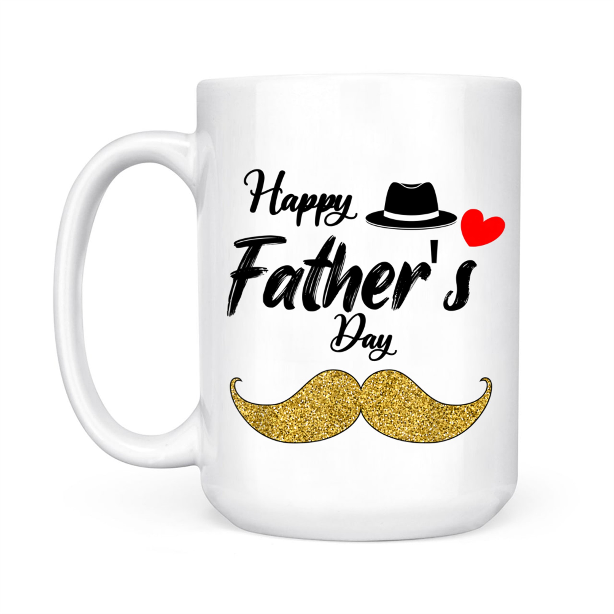 Funny Father’s Day Gold Mustache Fedora Hat Dad Gift Mug