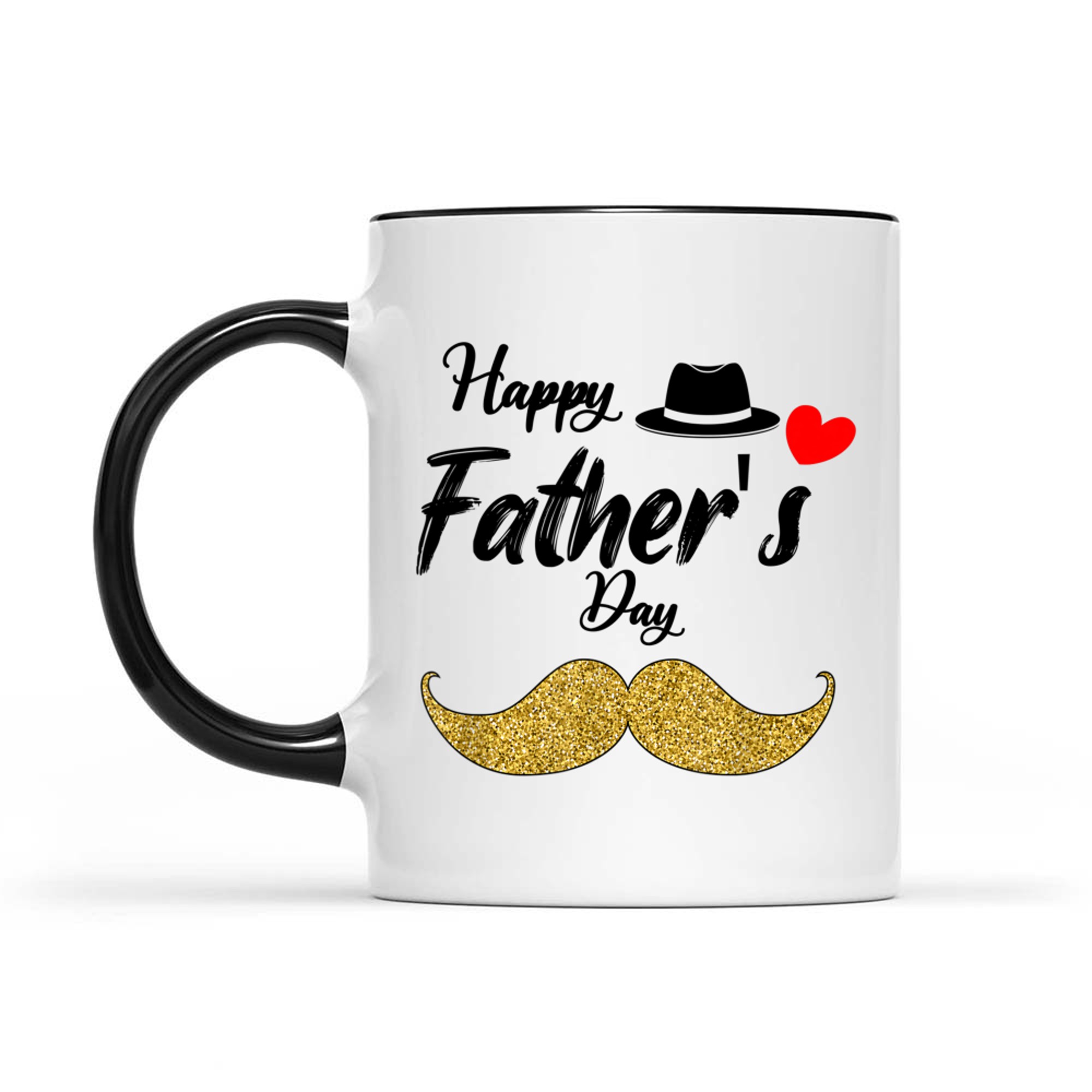Funny Father’s Day Gold Mustache Fedora Hat Dad Gift Mug