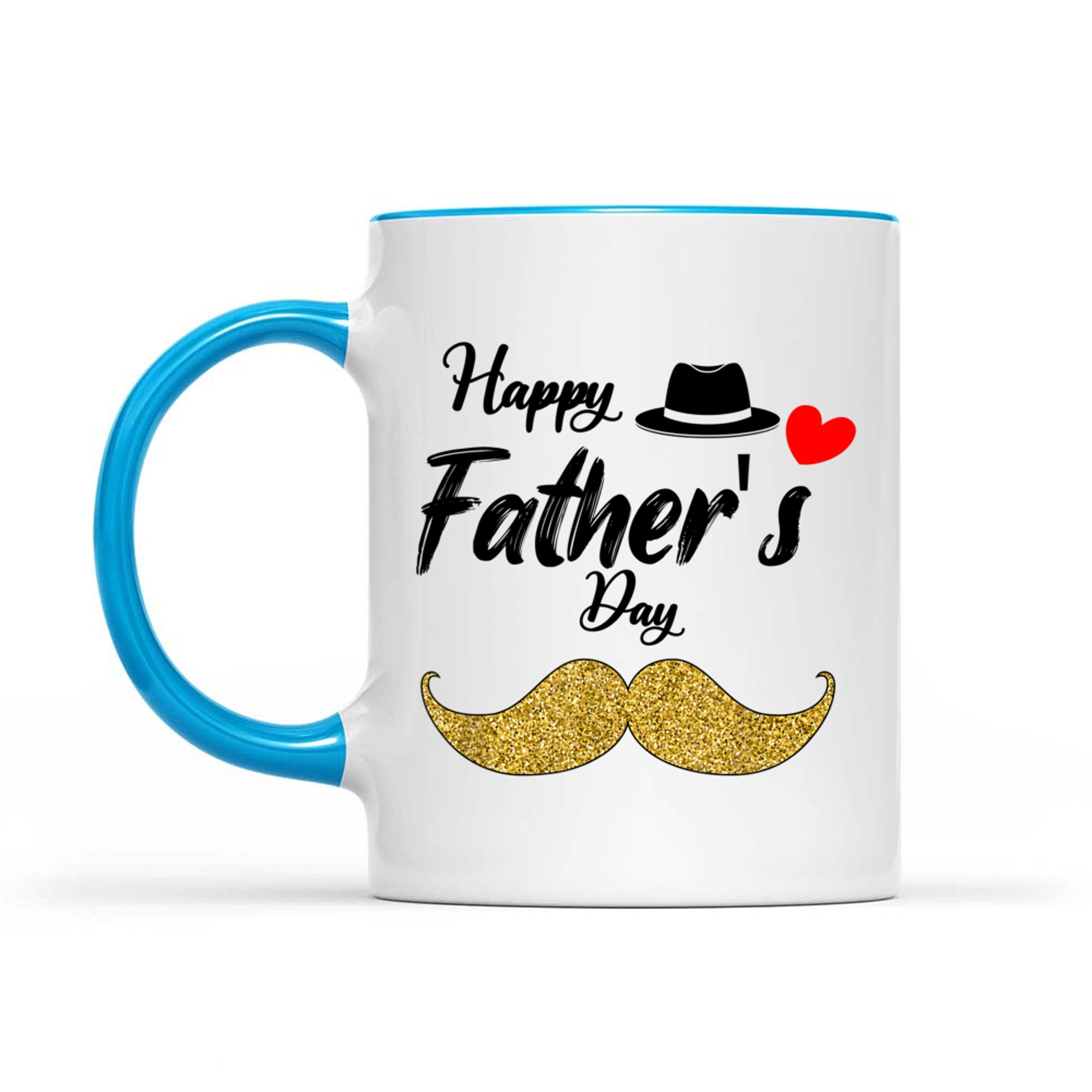 Funny Father’s Day Gold Mustache Fedora Hat Dad Gift Mug