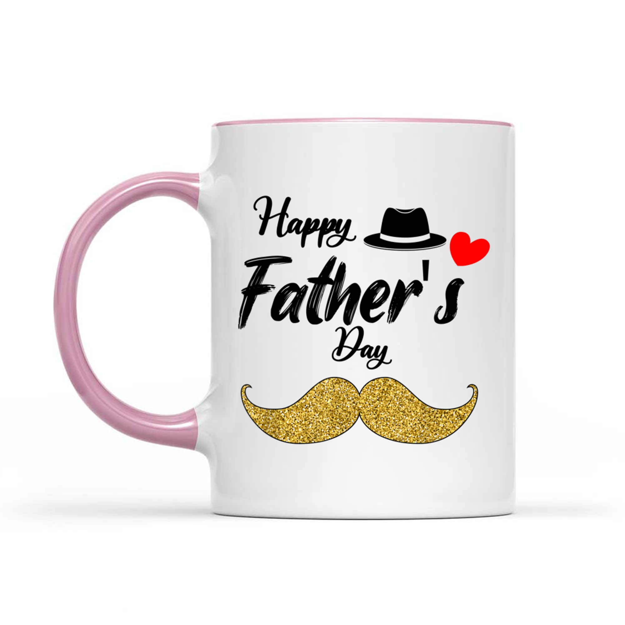 Funny Father’s Day Gold Mustache Fedora Hat Dad Gift Mug