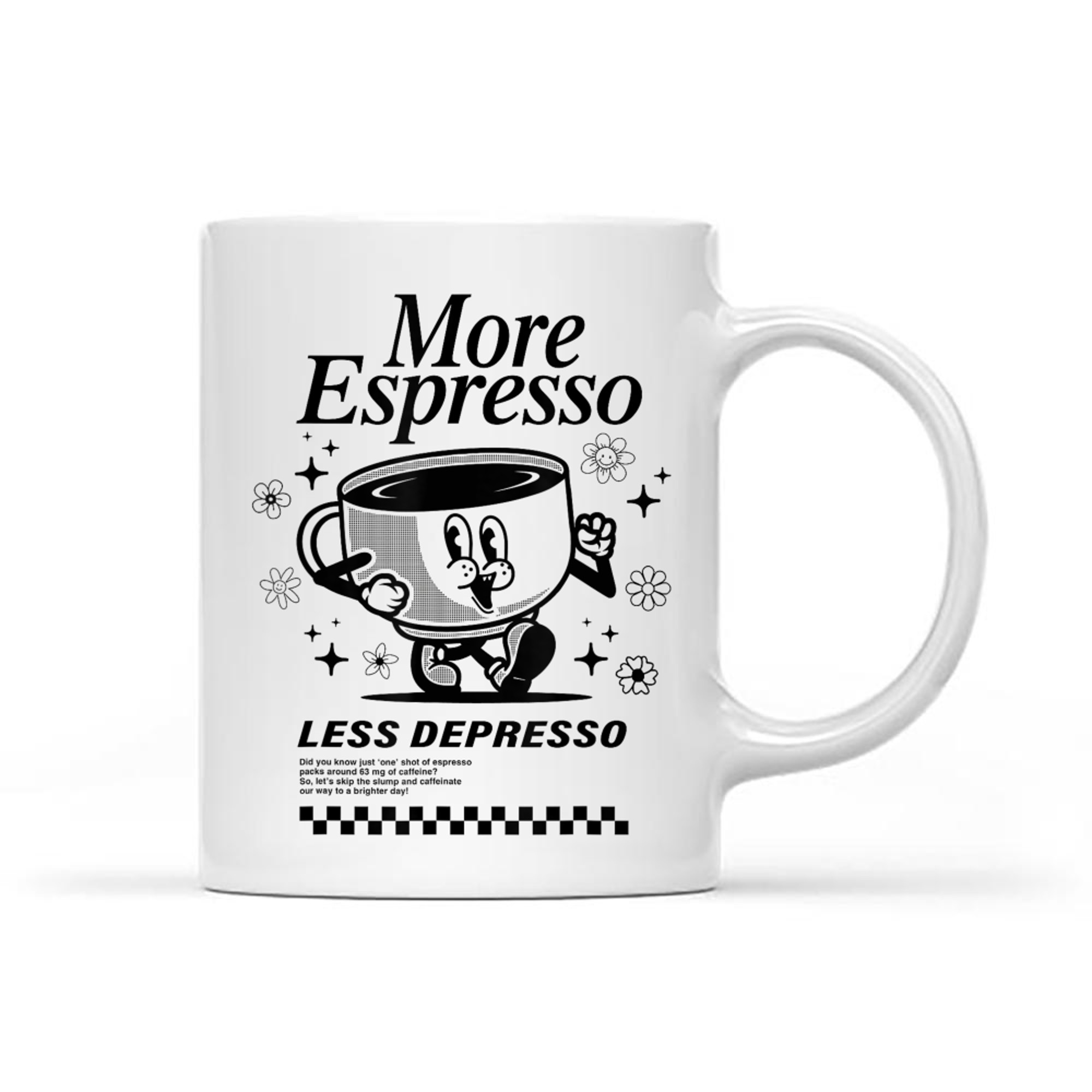Groovy Vintage More Espresso Less Depresso Funny Coffee Mug