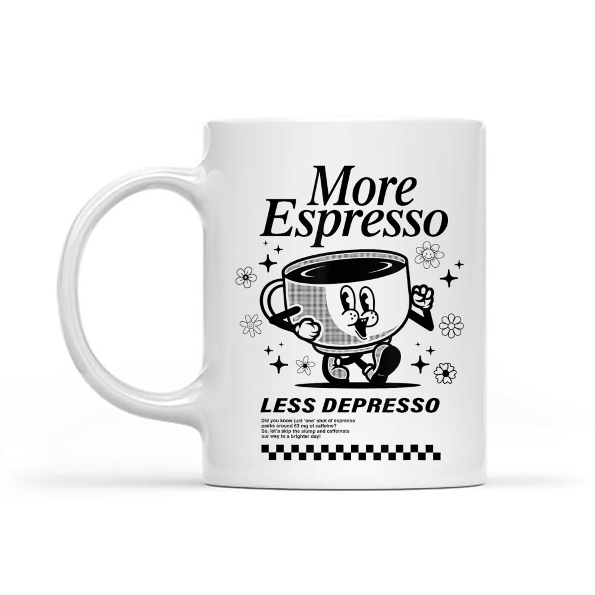 Groovy Vintage More Espresso Less Depresso Funny Coffee Mug
