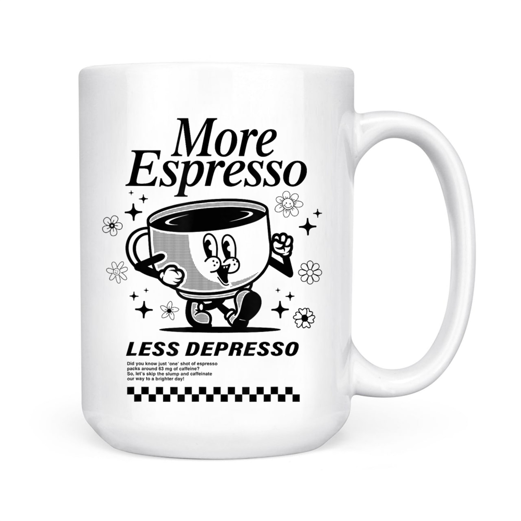 Groovy Vintage More Espresso Less Depresso Funny Coffee Mug