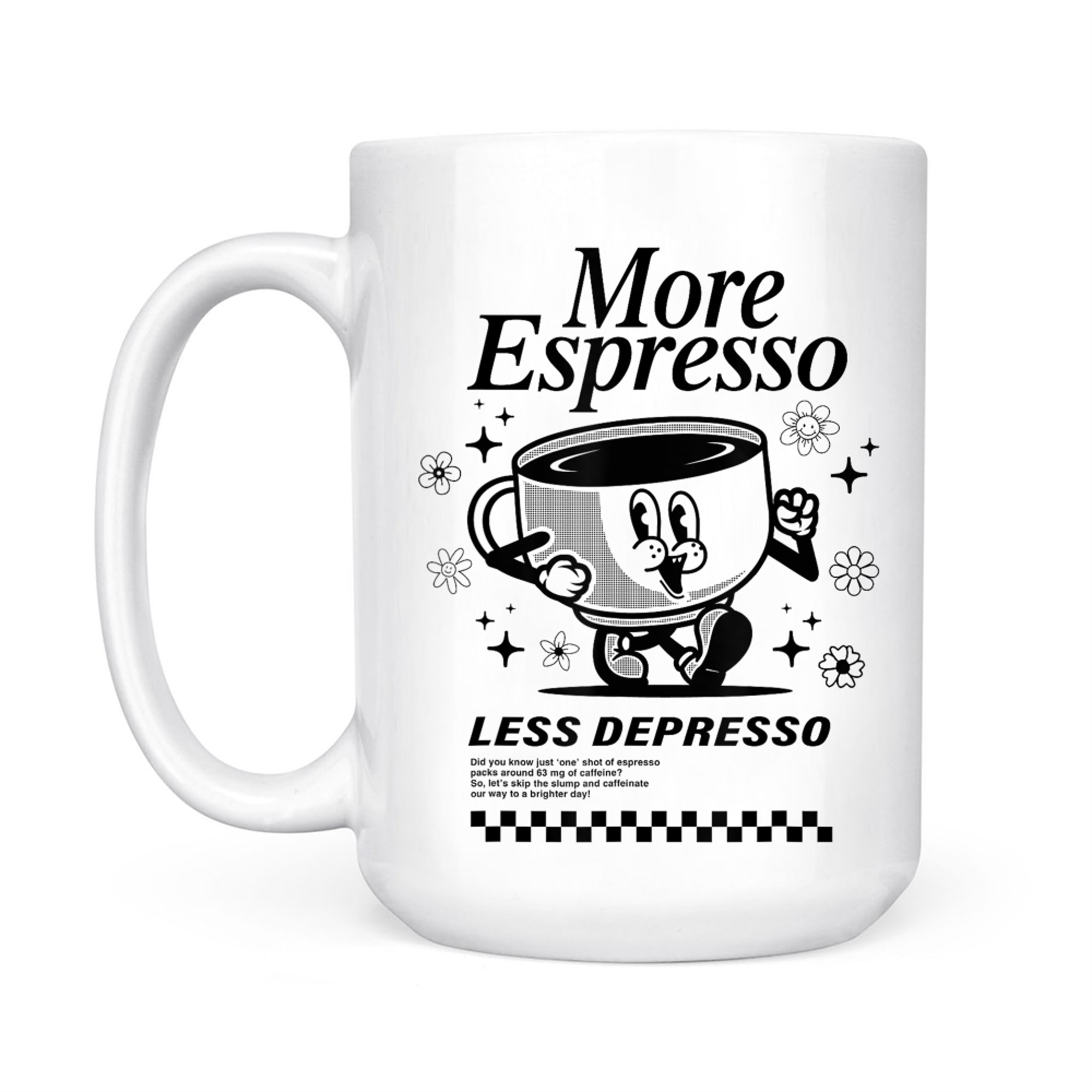 Groovy Vintage More Espresso Less Depresso Funny Coffee Mug