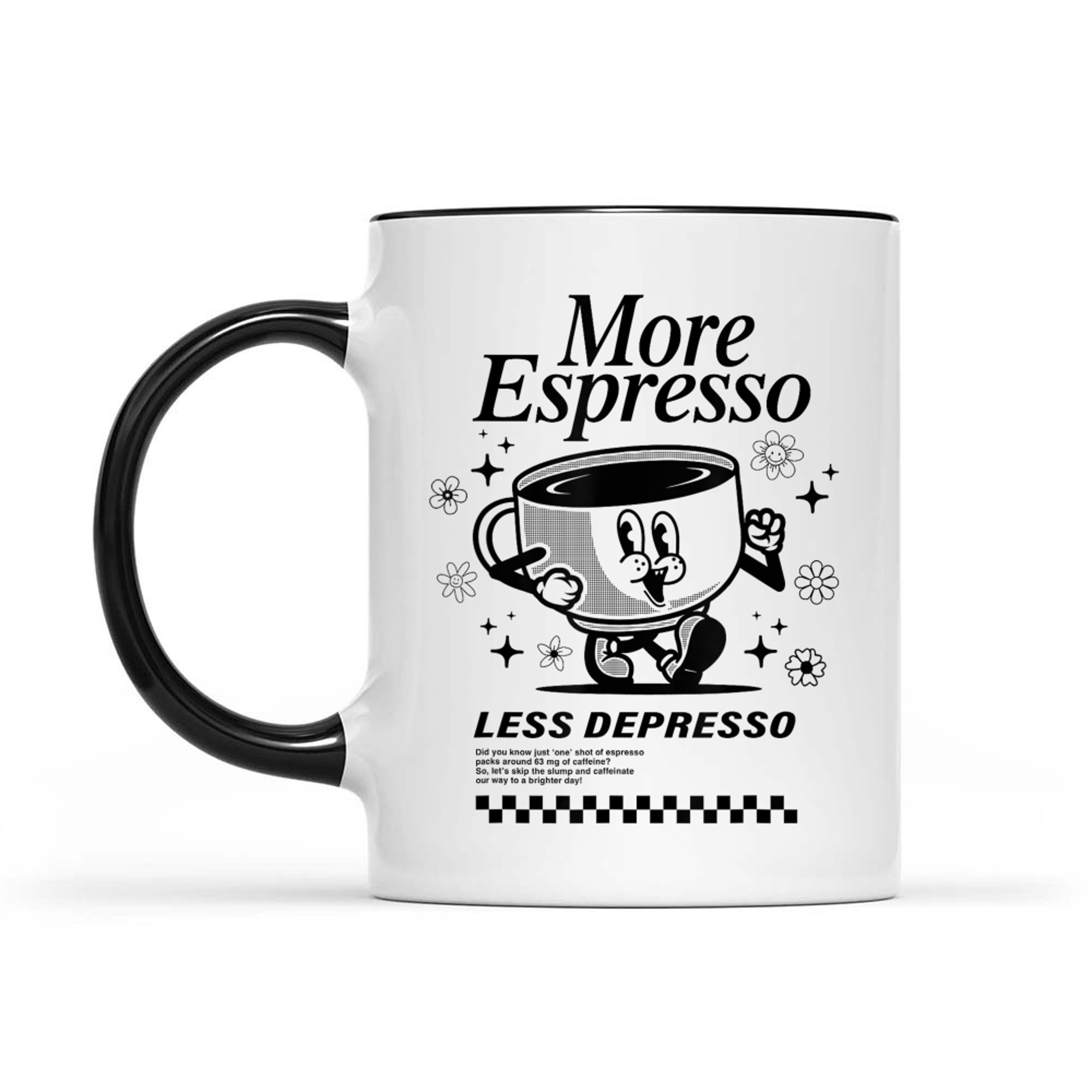 Groovy Vintage More Espresso Less Depresso Funny Coffee Mug