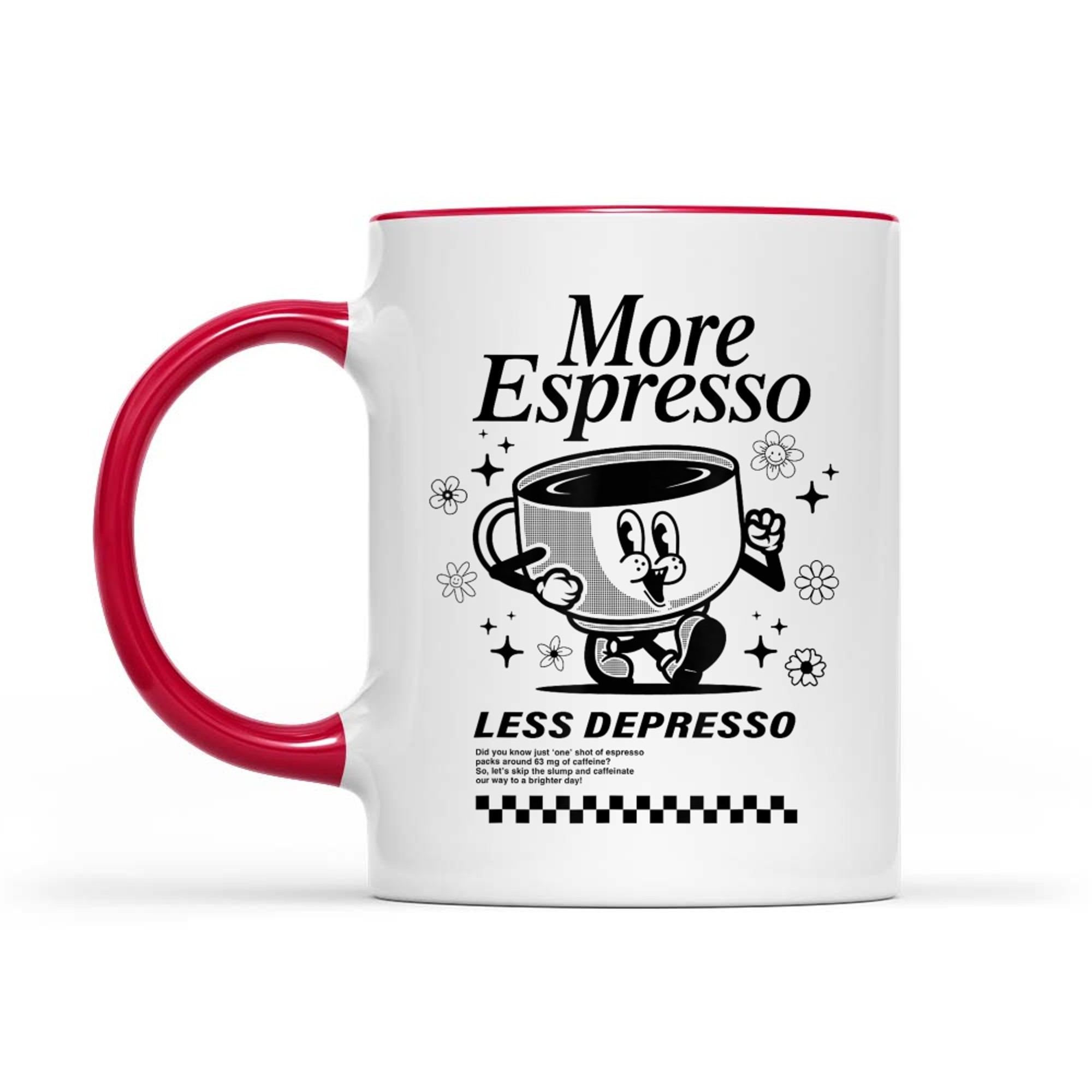 Groovy Vintage More Espresso Less Depresso Funny Coffee Mug