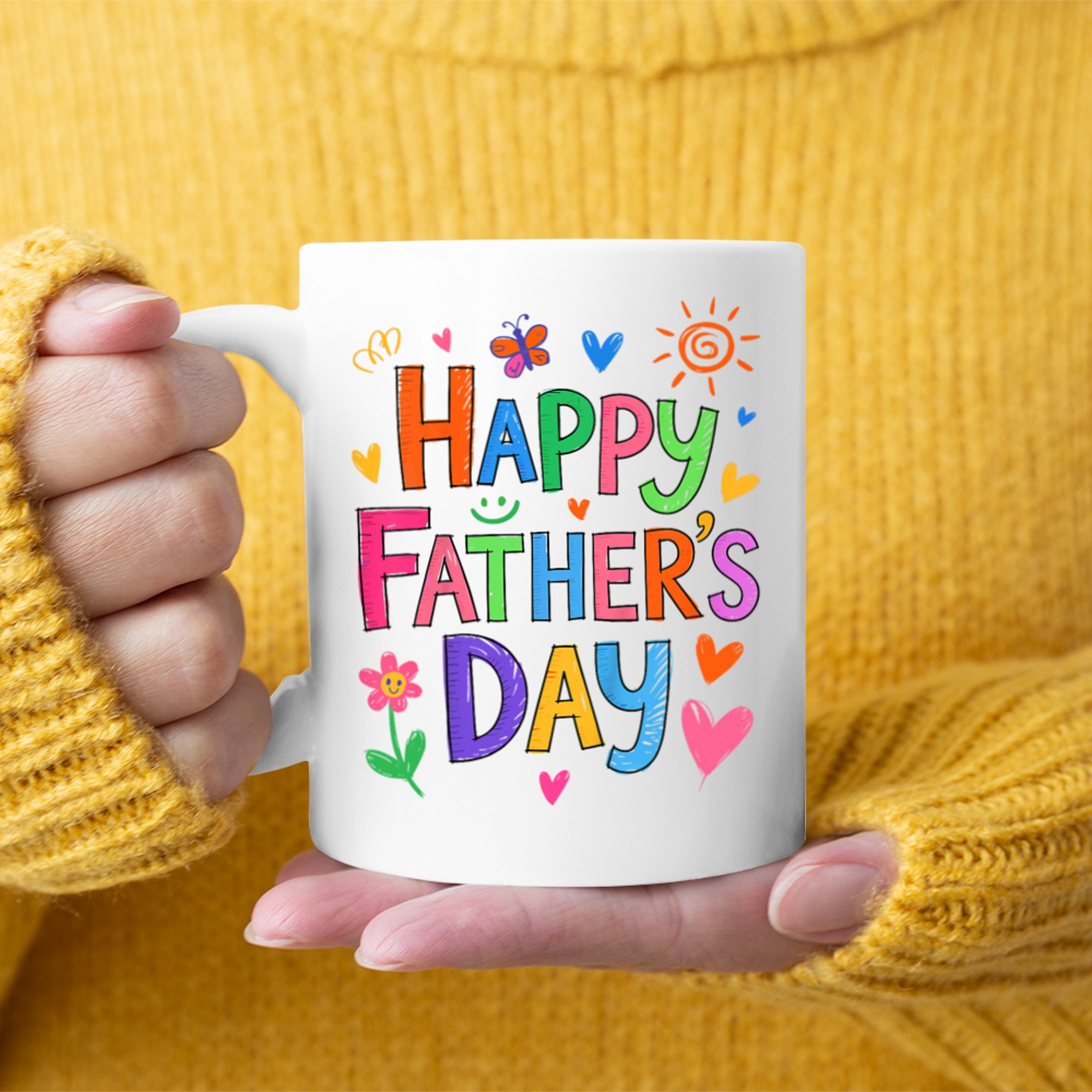 Happy Father's Day Cute Hand Drawn Design Mug