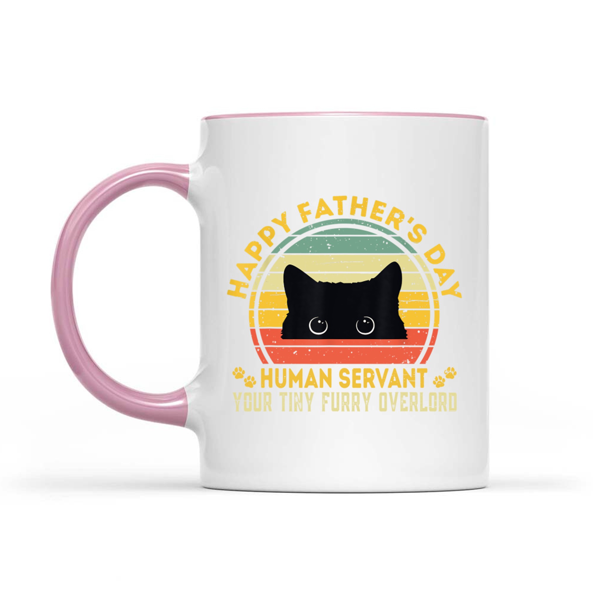 Happy Father's Day Human Servant Your Tiny Furry Overlord Funny Cat Dad Mug