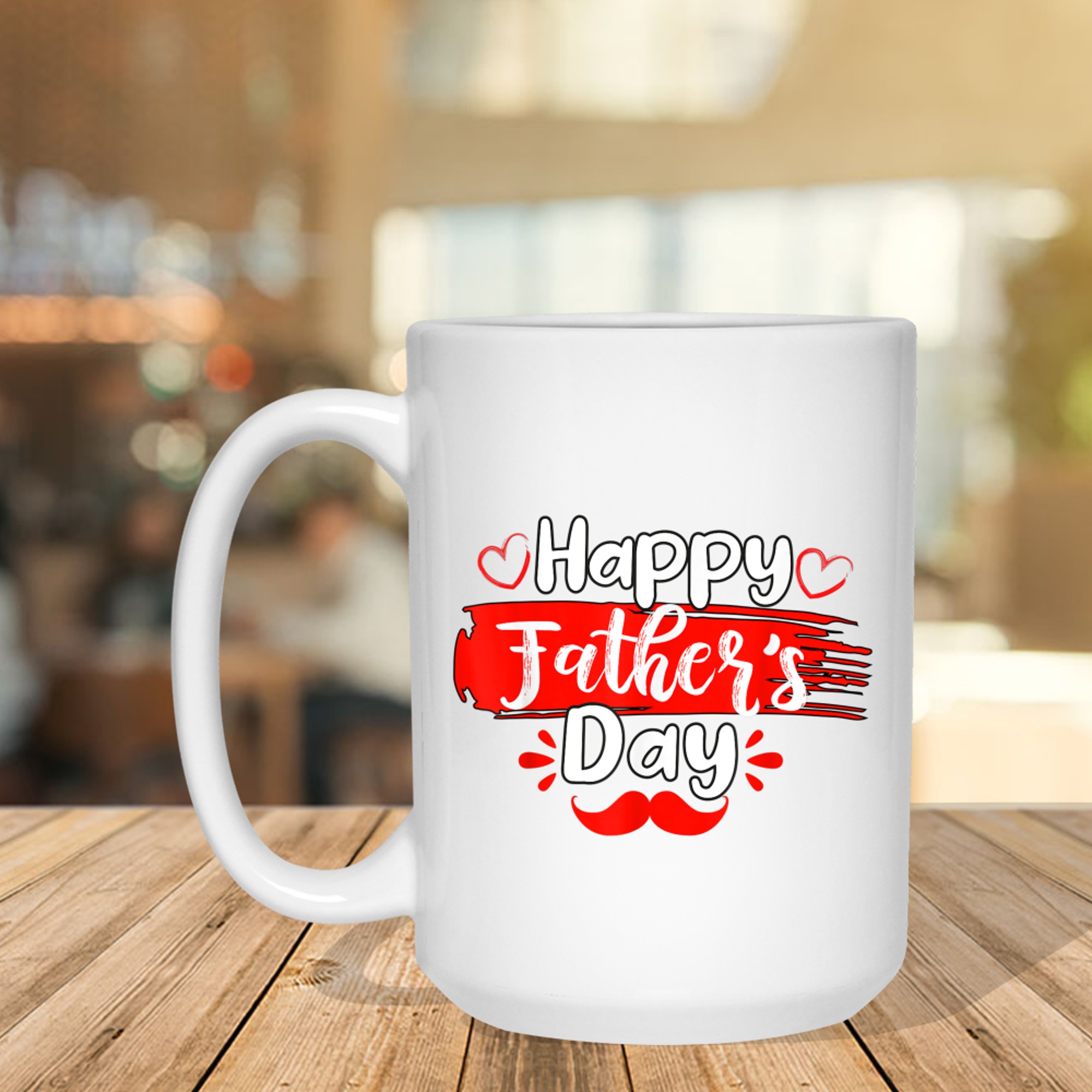 Happy Father’s Day Red Mustache Gift Dad Grandpa Mug