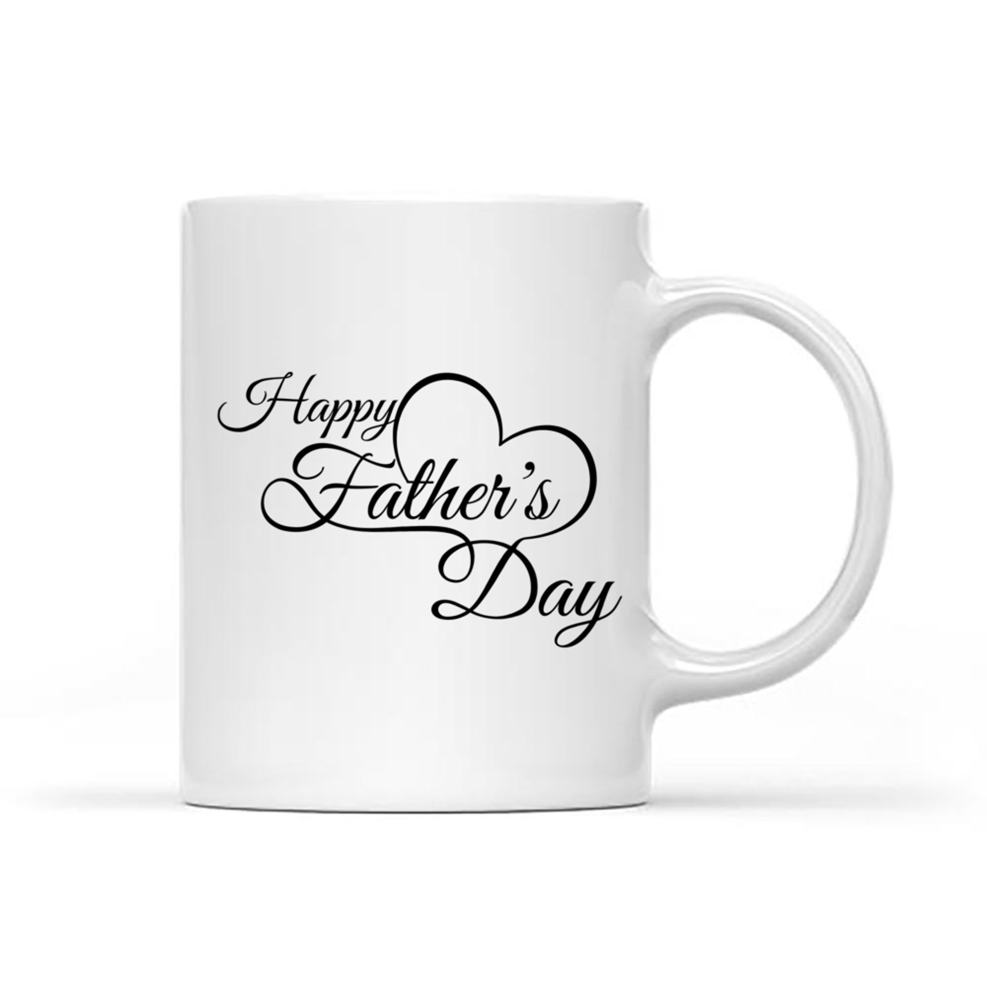 Happy Father's Day Script Minimalist Heart Mug