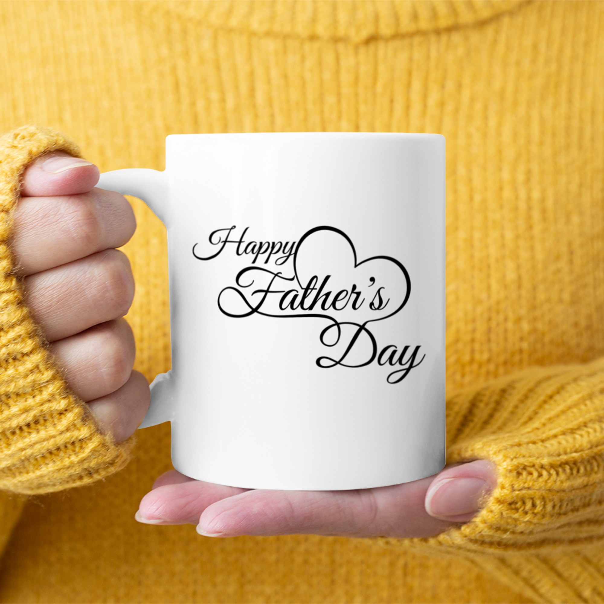 Happy Father's Day Script Minimalist Heart Mug