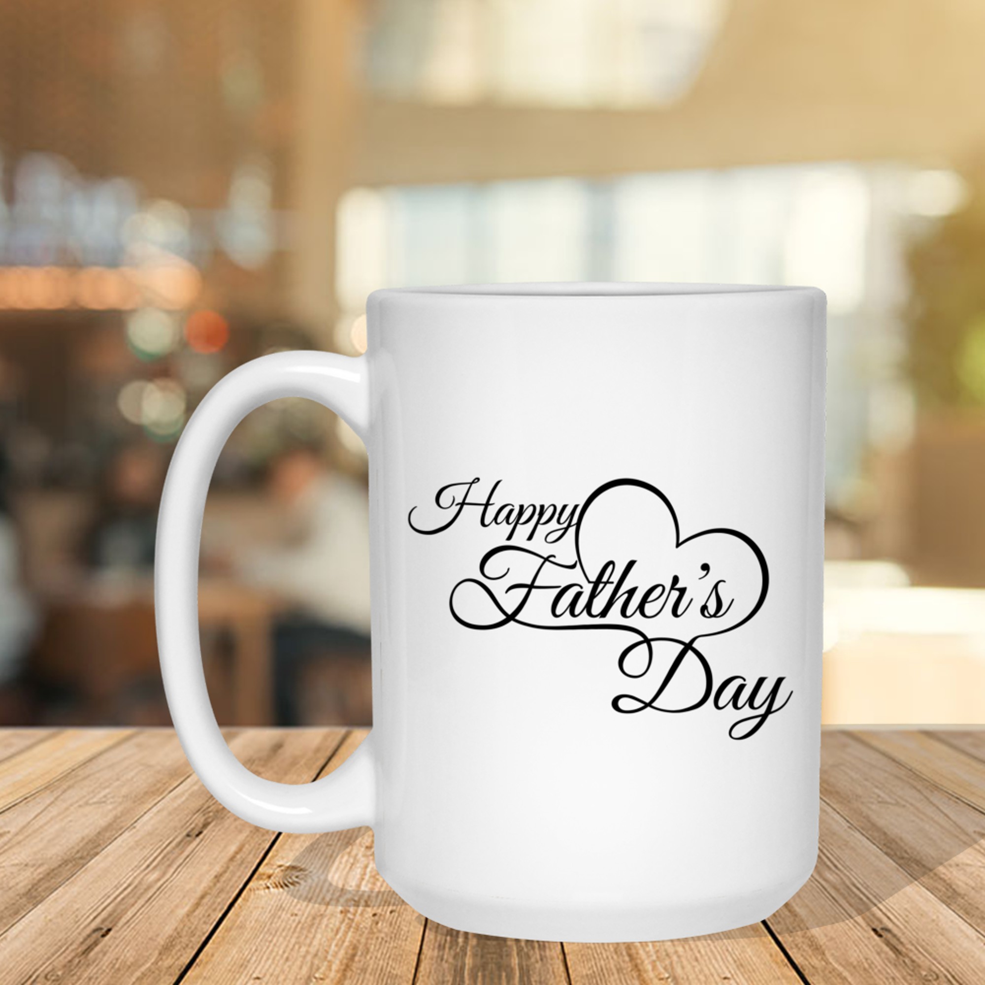 Happy Father's Day Script Minimalist Heart Mug