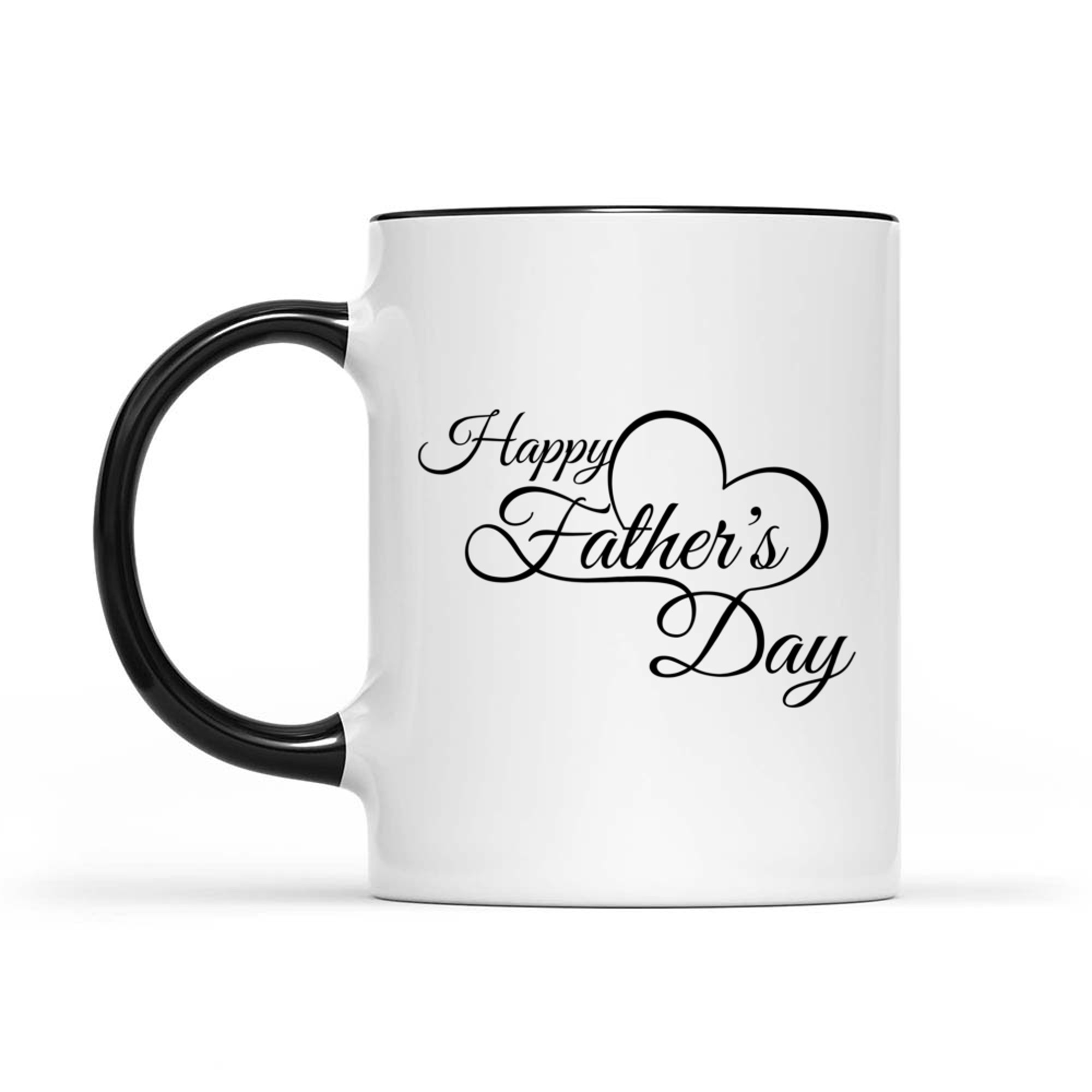 Happy Father's Day Script Minimalist Heart Mug