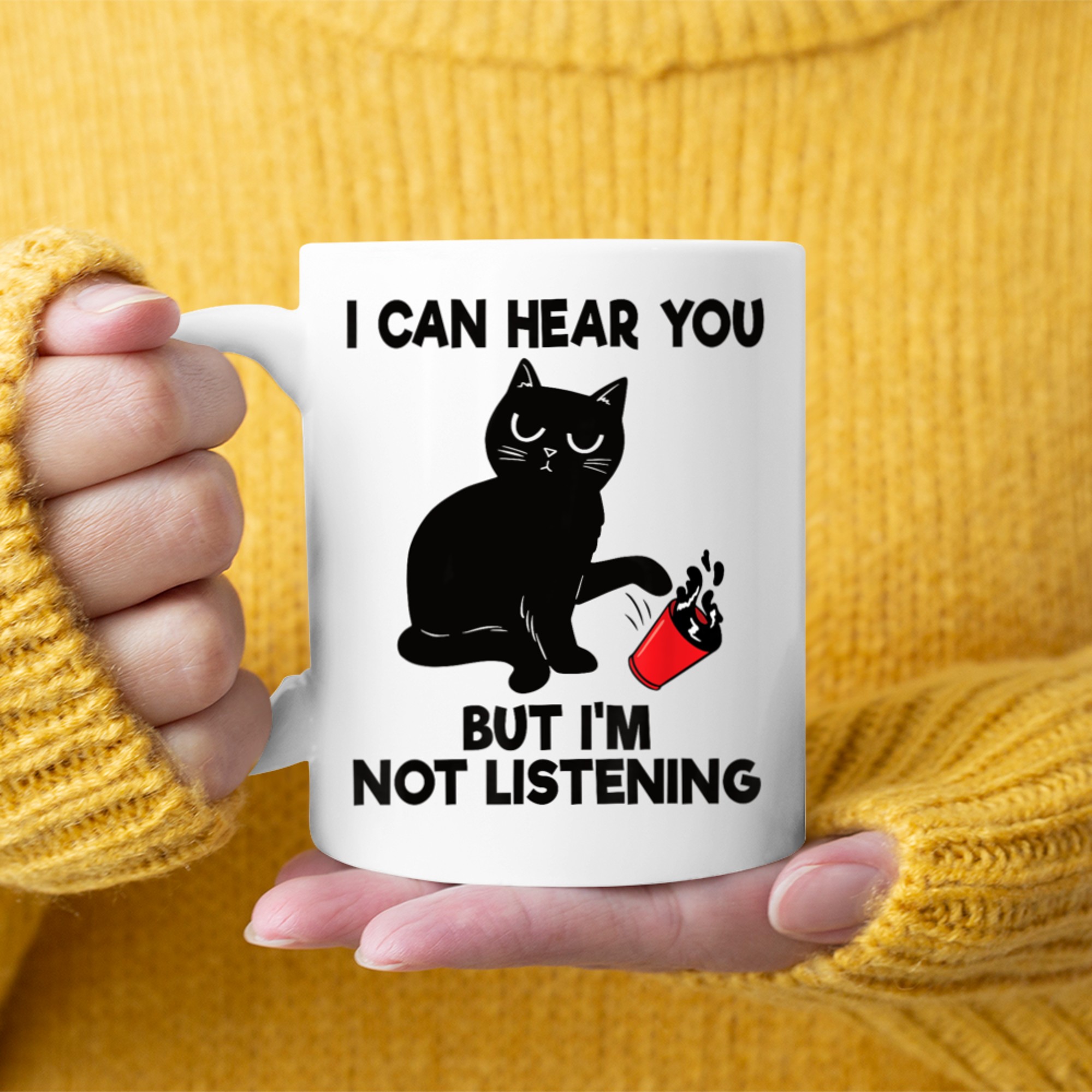 I Can Hear You But I'm Not Listening Funny Cat Lover Coffee Mug