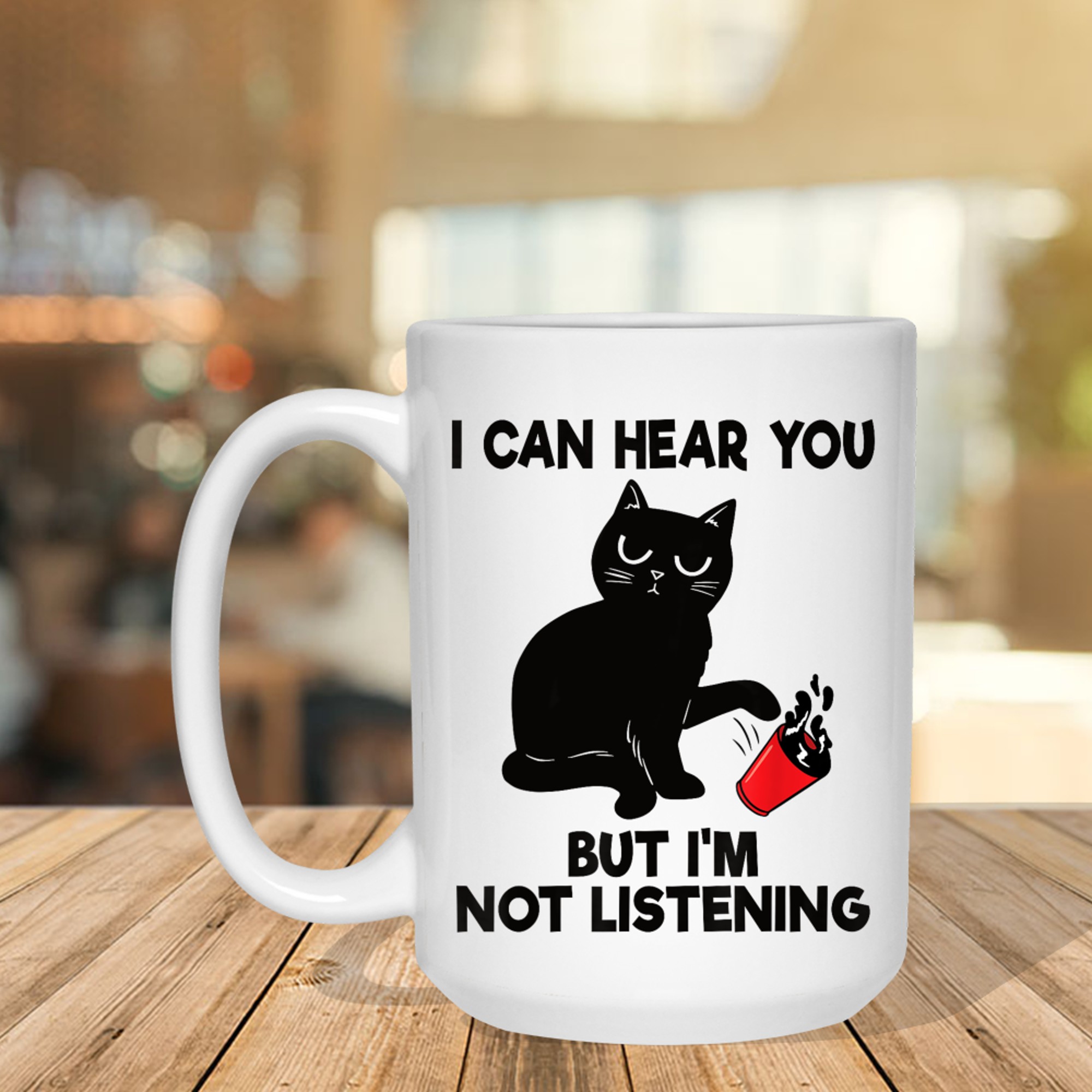 I Can Hear You But I'm Not Listening Funny Cat Lover Coffee Mug