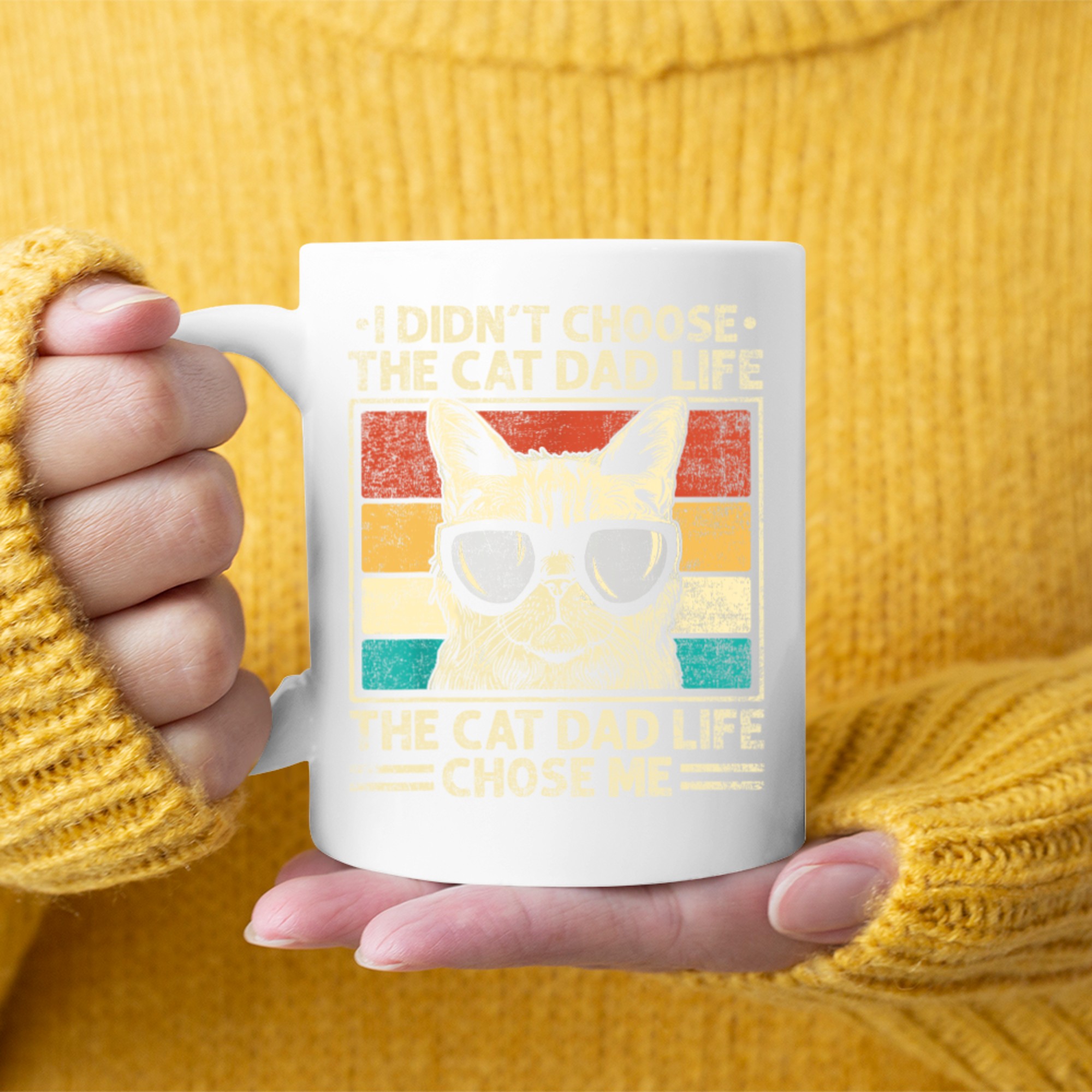 I Didn’t Choose The Cat Dad Life Vintage Funny Cat Dad Father's Day Mug