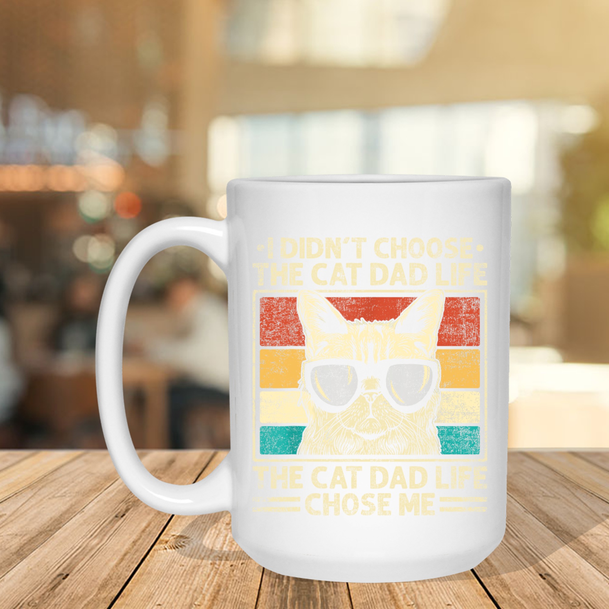 I Didn’t Choose The Cat Dad Life Vintage Funny Cat Dad Father's Day Mug