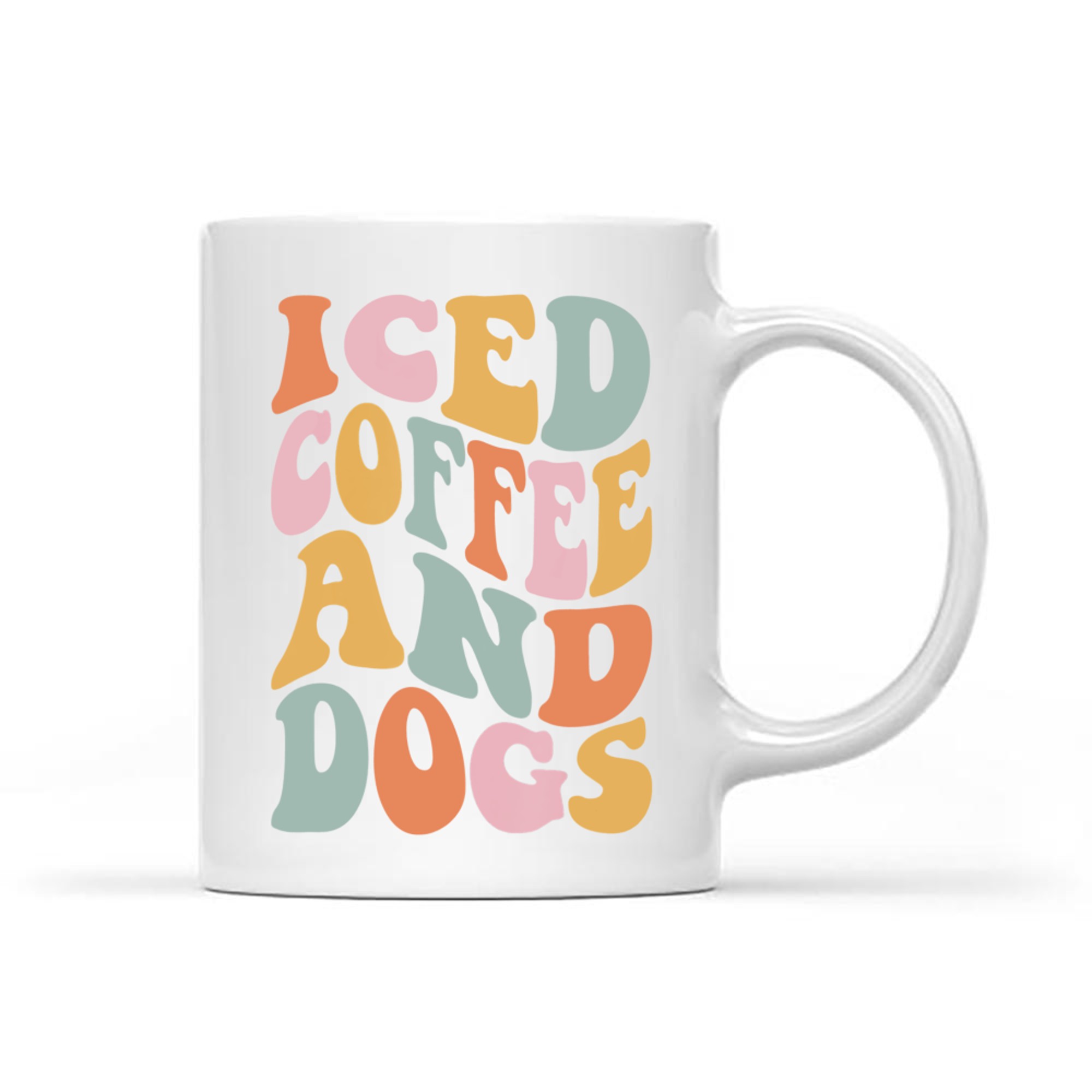 Iced Coffee and Dogs Retro Pastel Graphic Funny Dog Mom Mug
