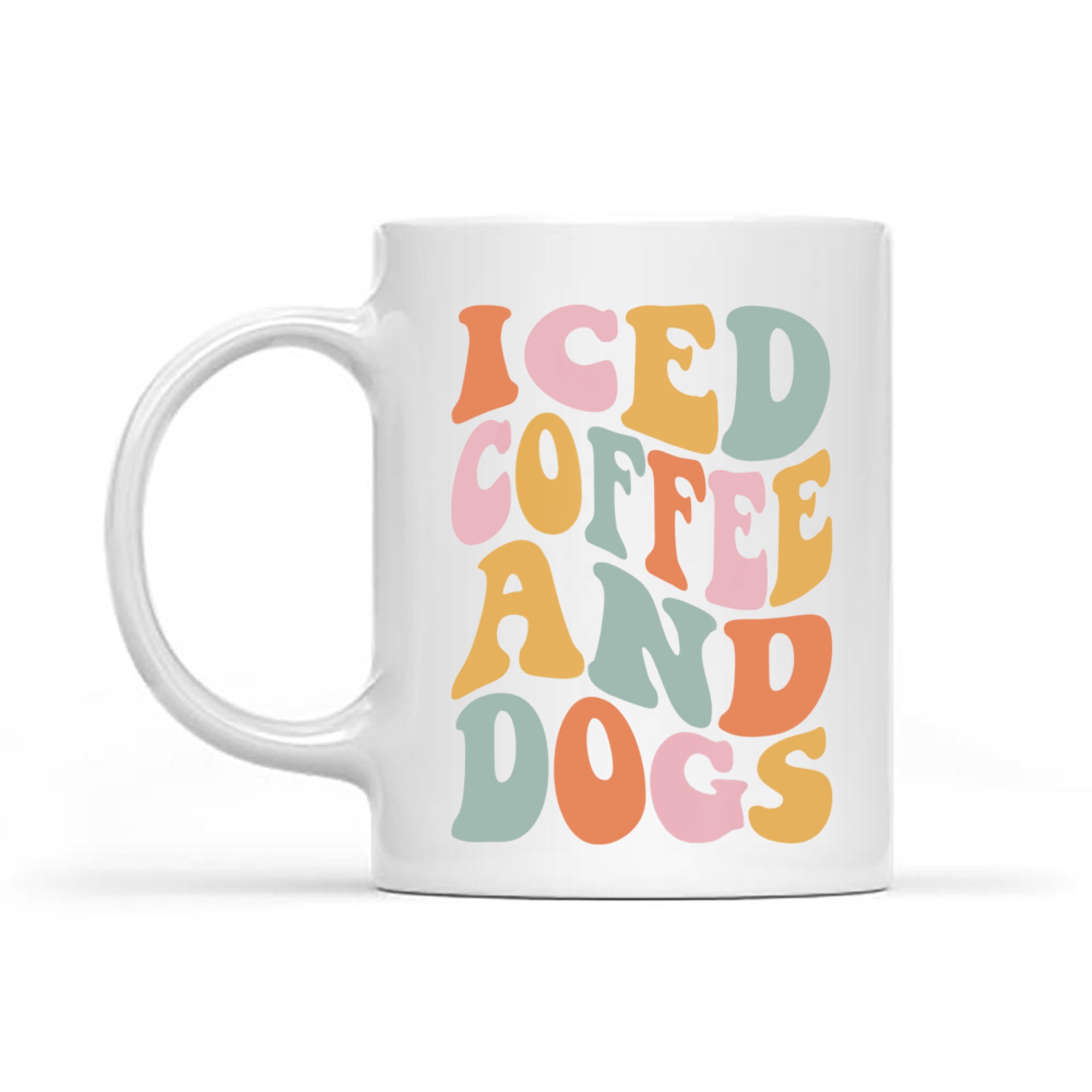 Iced Coffee and Dogs Retro Pastel Graphic Funny Dog Mom Mug