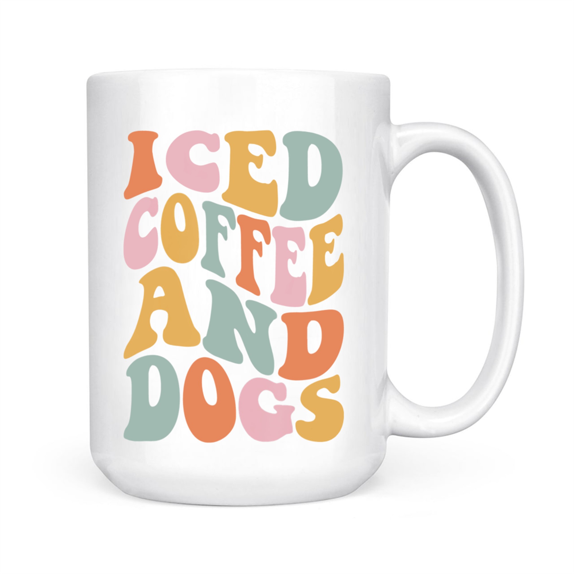 Iced Coffee and Dogs Retro Pastel Graphic Funny Dog Mom Mug