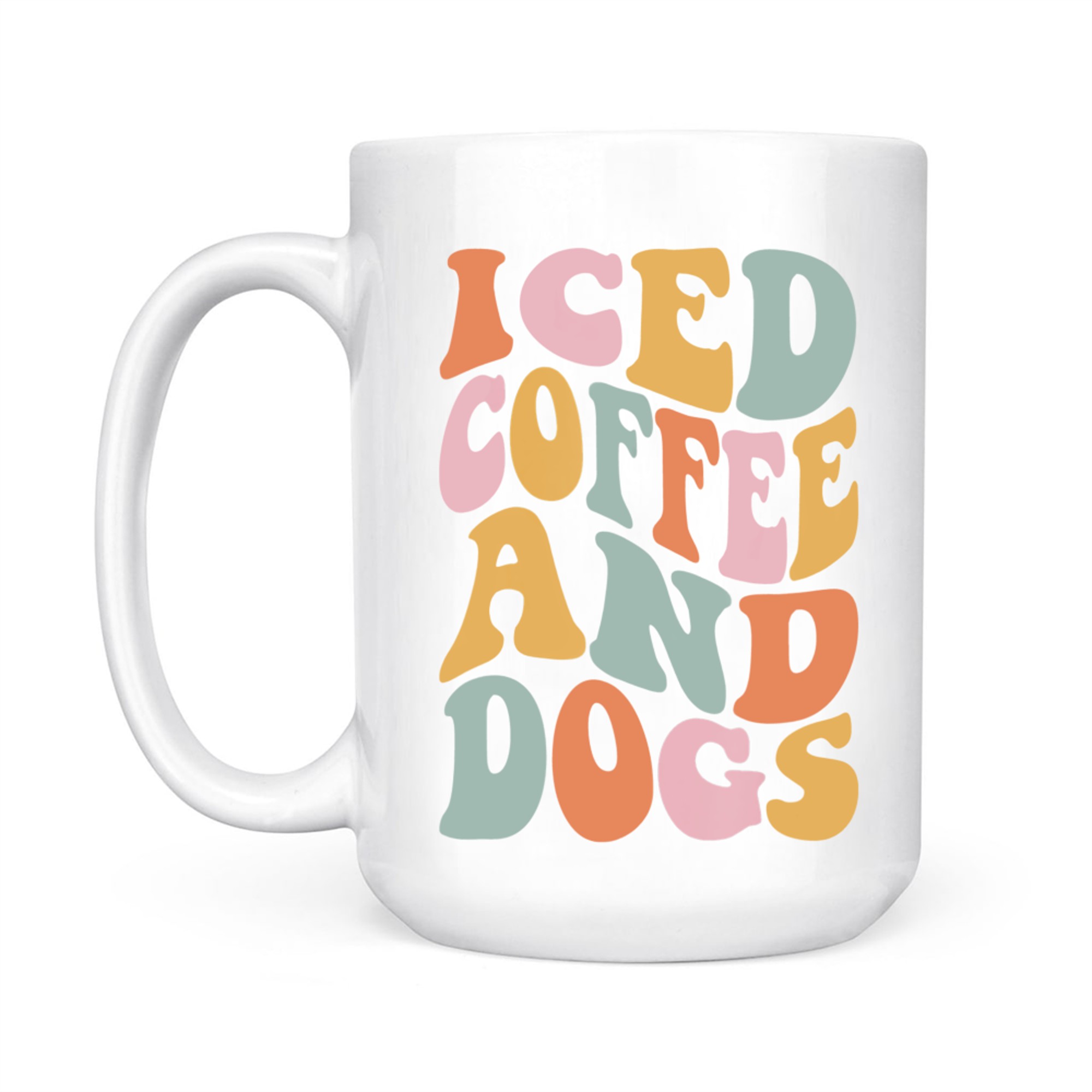 Iced Coffee and Dogs Retro Pastel Graphic Funny Dog Mom Mug
