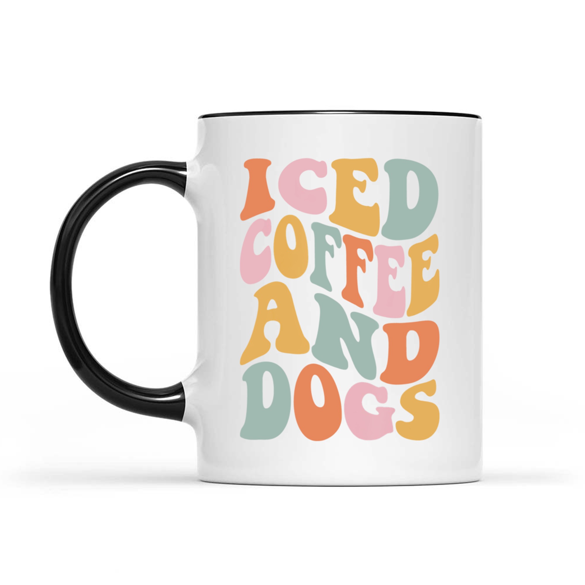 Iced Coffee and Dogs Retro Pastel Graphic Funny Dog Mom Mug