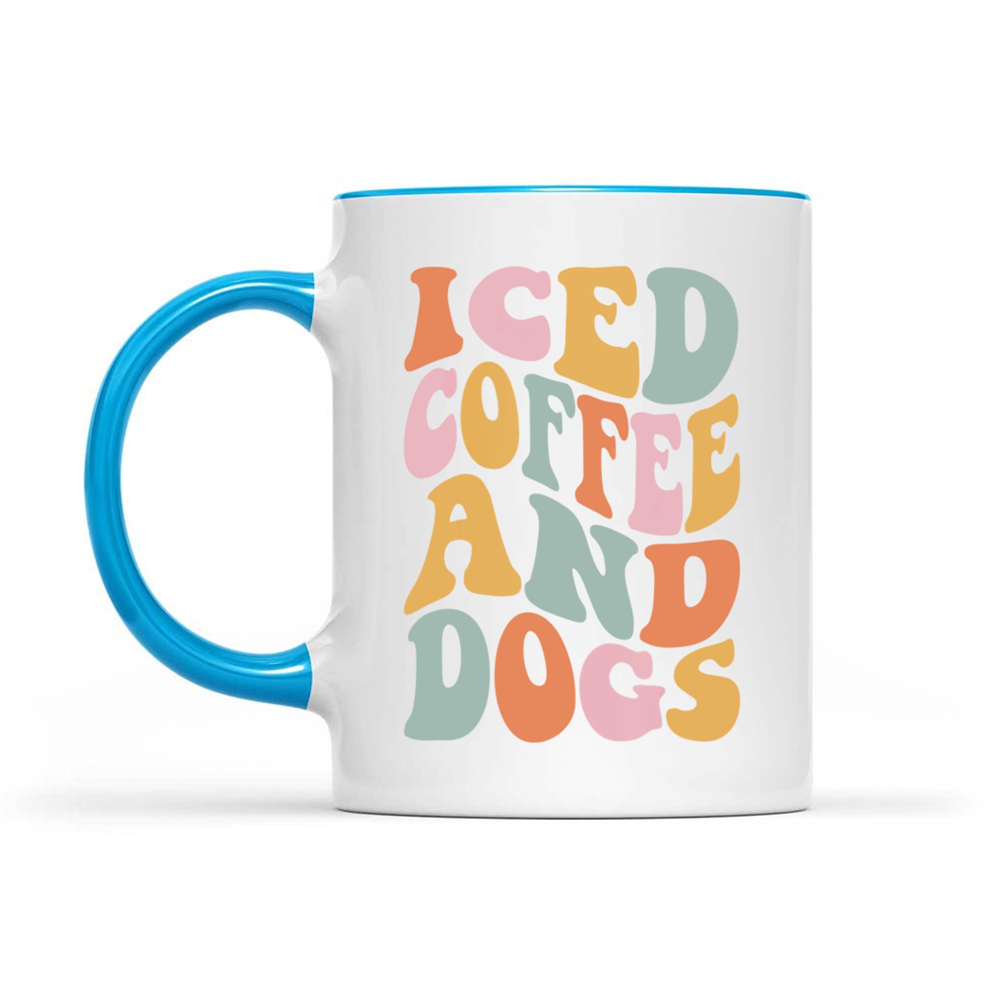 Iced Coffee and Dogs Retro Pastel Graphic Funny Dog Mom Mug