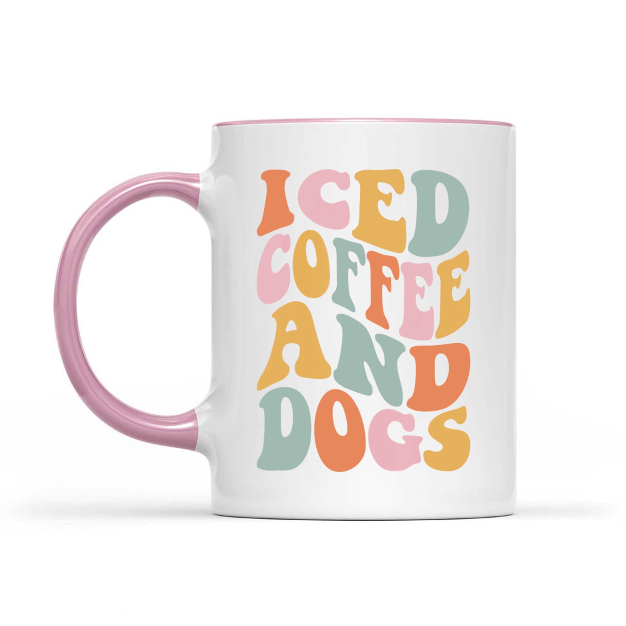 Iced Coffee and Dogs Retro Pastel Graphic Funny Dog Mom Mug