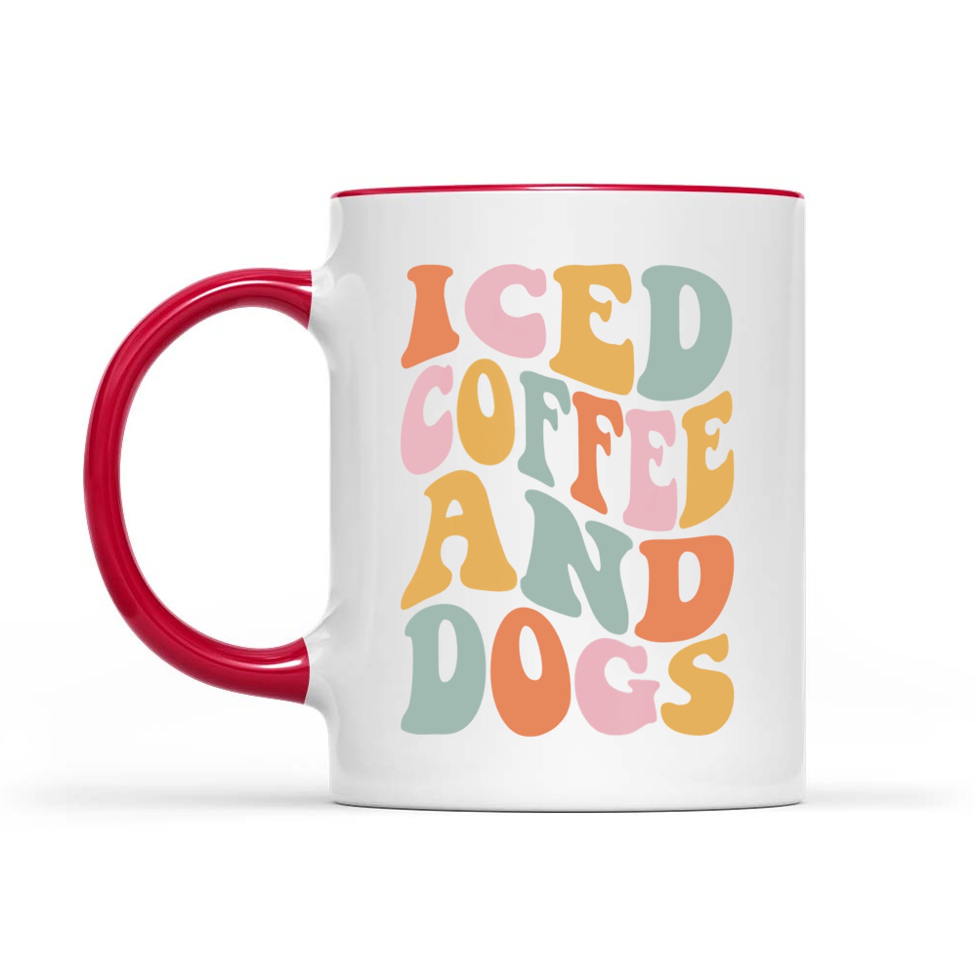 Iced Coffee and Dogs Retro Pastel Graphic Funny Dog Mom Mug
