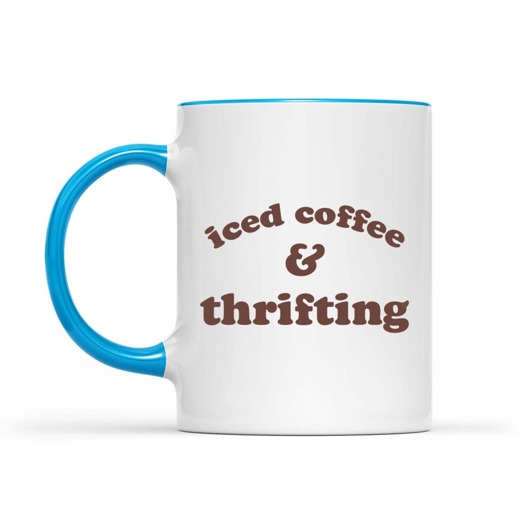 Iced Coffee and Thrifting Minimalist Aesthetic Quote Vintage Lovers Mug