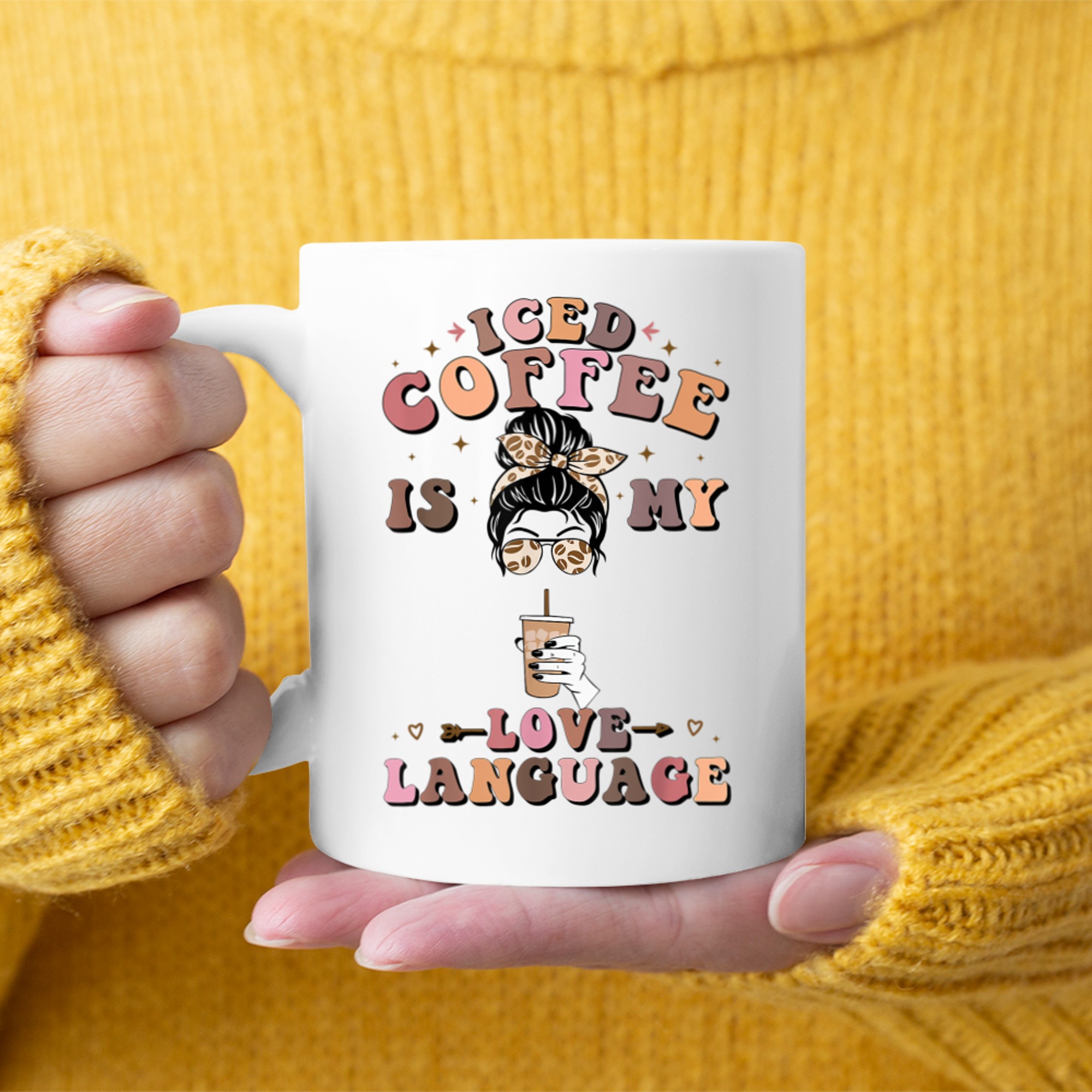 Iced Coffee Is My Love Language Coffee Retro Quote Mug