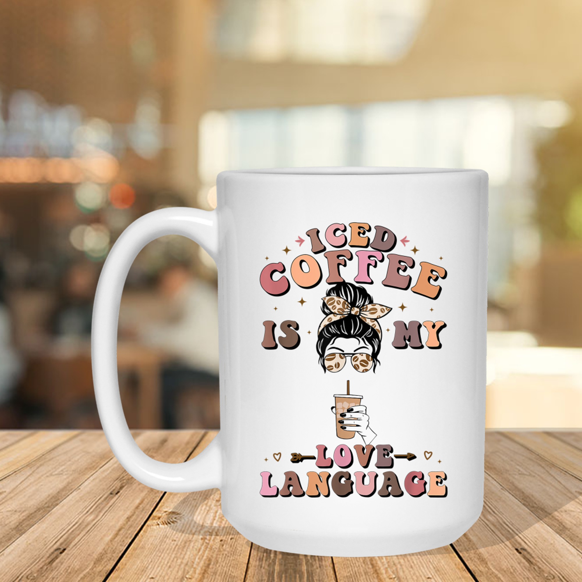 Iced Coffee Is My Love Language Coffee Retro Quote Mug