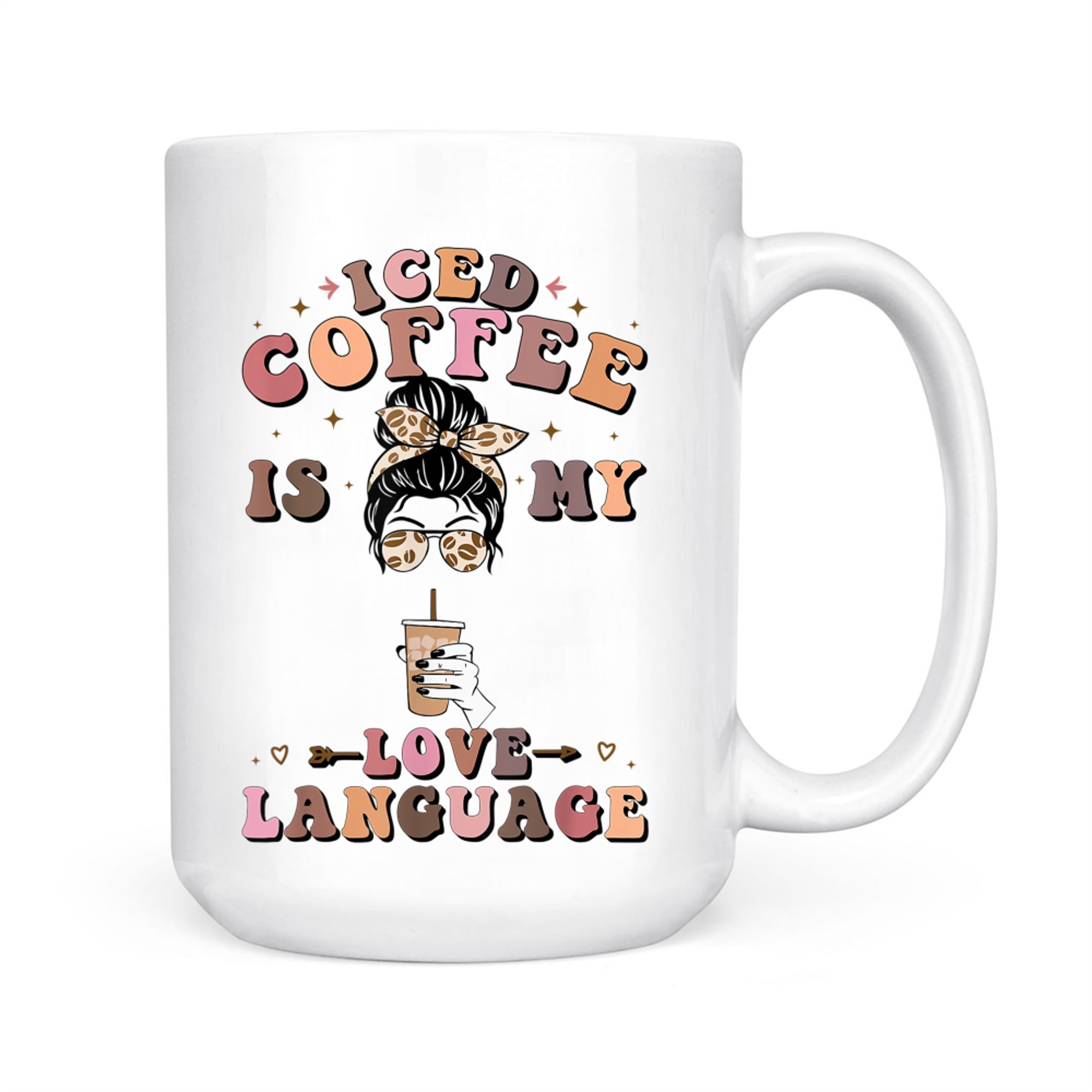 Iced Coffee Is My Love Language Coffee Retro Quote Mug