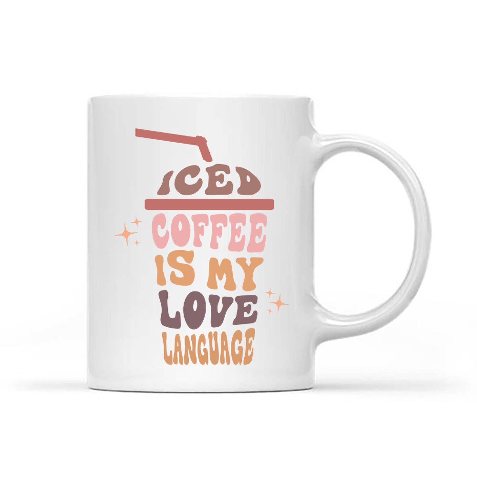 Iced Coffee Is My Love Language Retro Pastel Cup Coffee Quote Mug