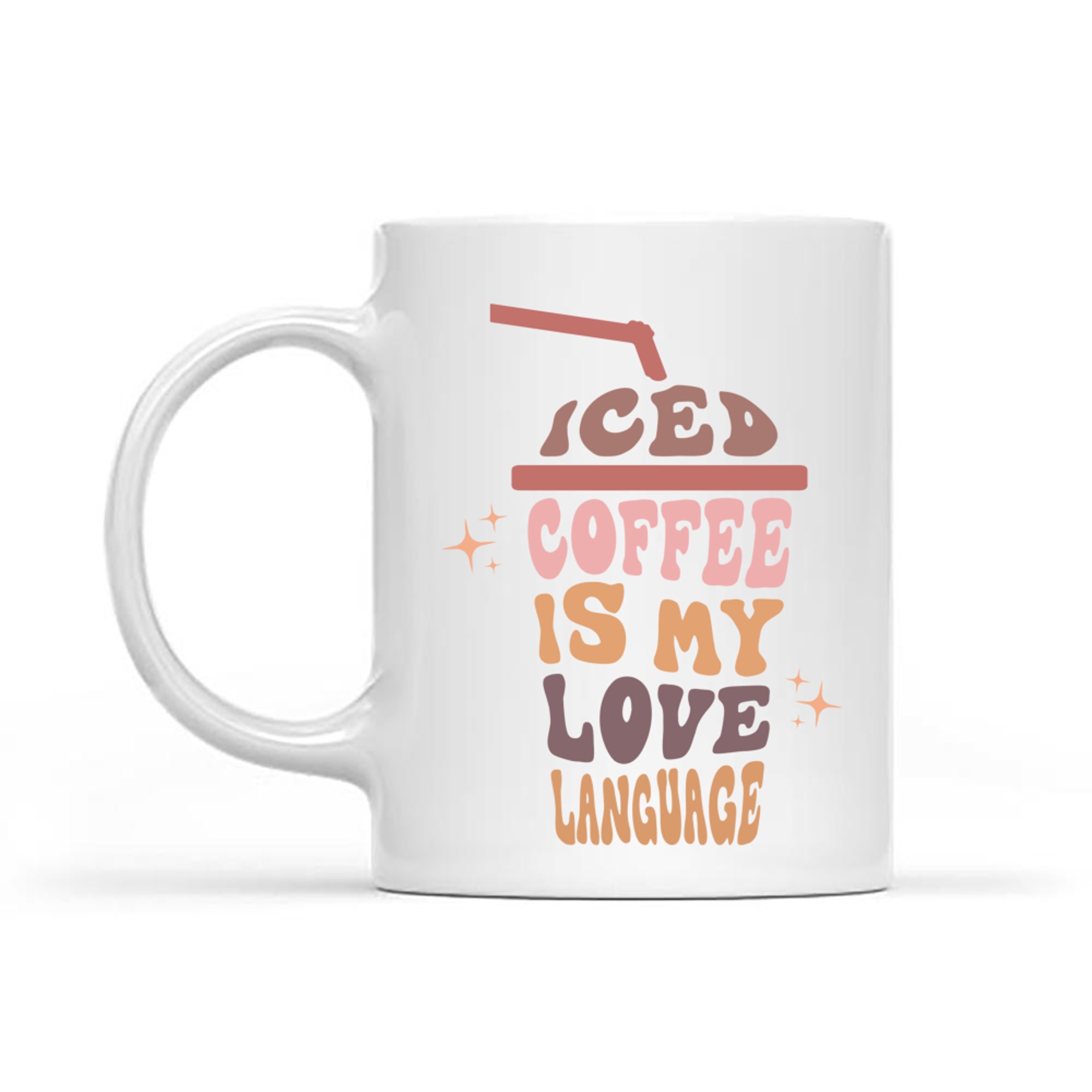 Iced Coffee Is My Love Language Retro Pastel Cup Coffee Quote Mug
