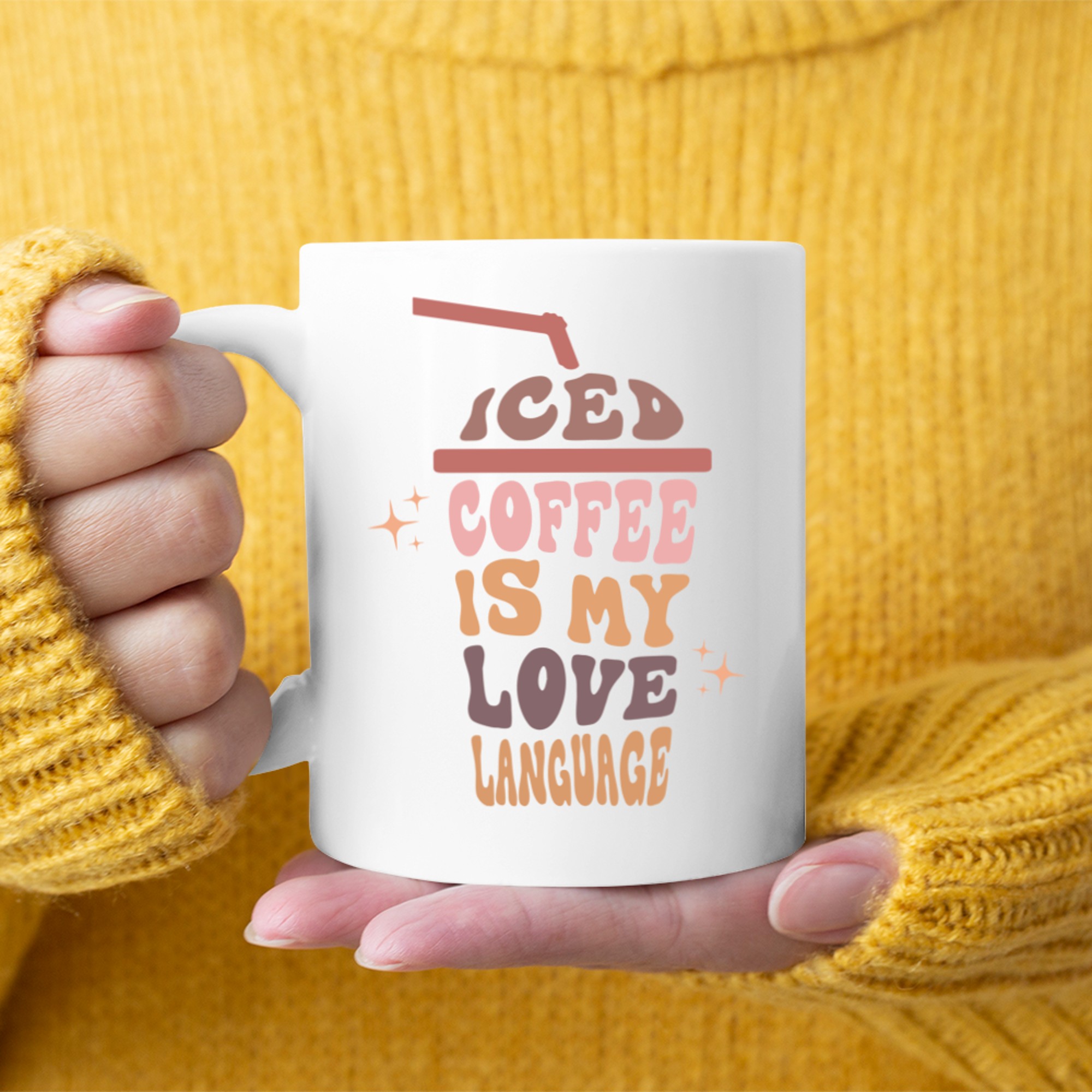 Iced Coffee Is My Love Language Retro Pastel Cup Coffee Quote Mug