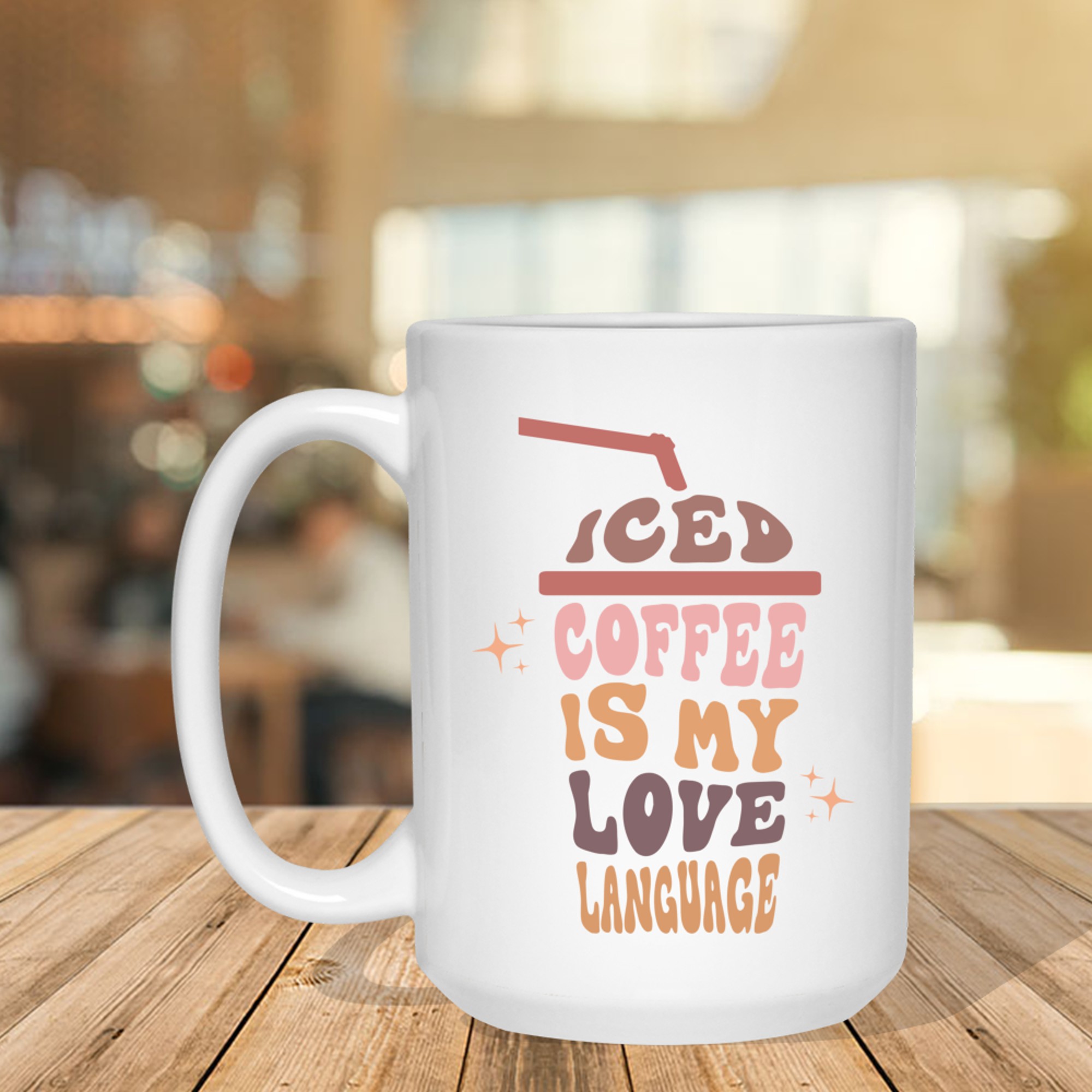 Iced Coffee Is My Love Language Retro Pastel Cup Coffee Quote Mug