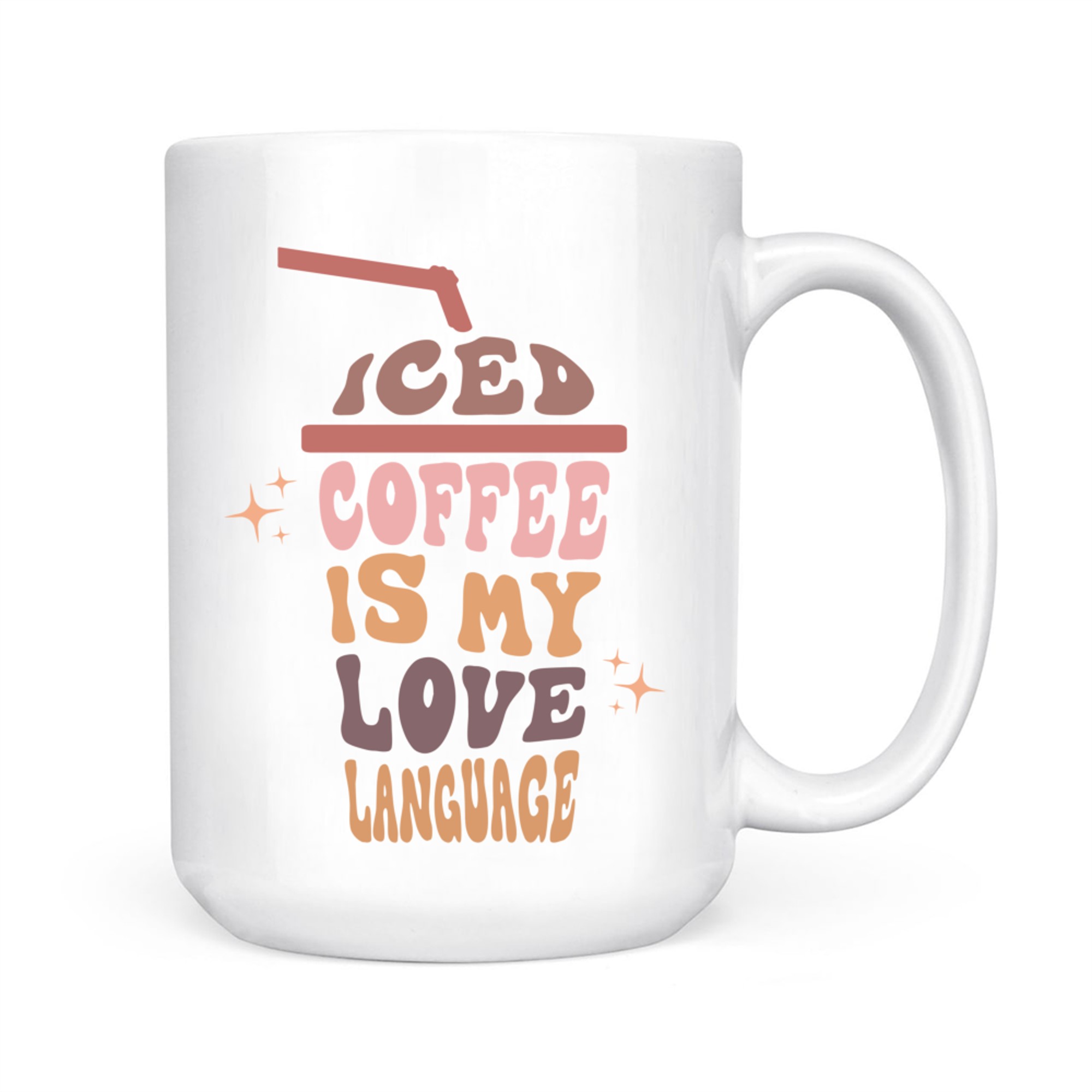 Iced Coffee Is My Love Language Retro Pastel Cup Coffee Quote Mug