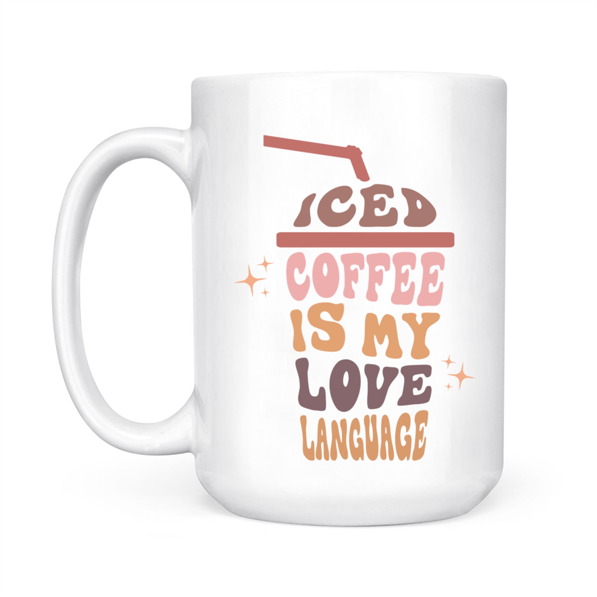 Iced Coffee Is My Love Language Retro Pastel Cup Coffee Quote Mug