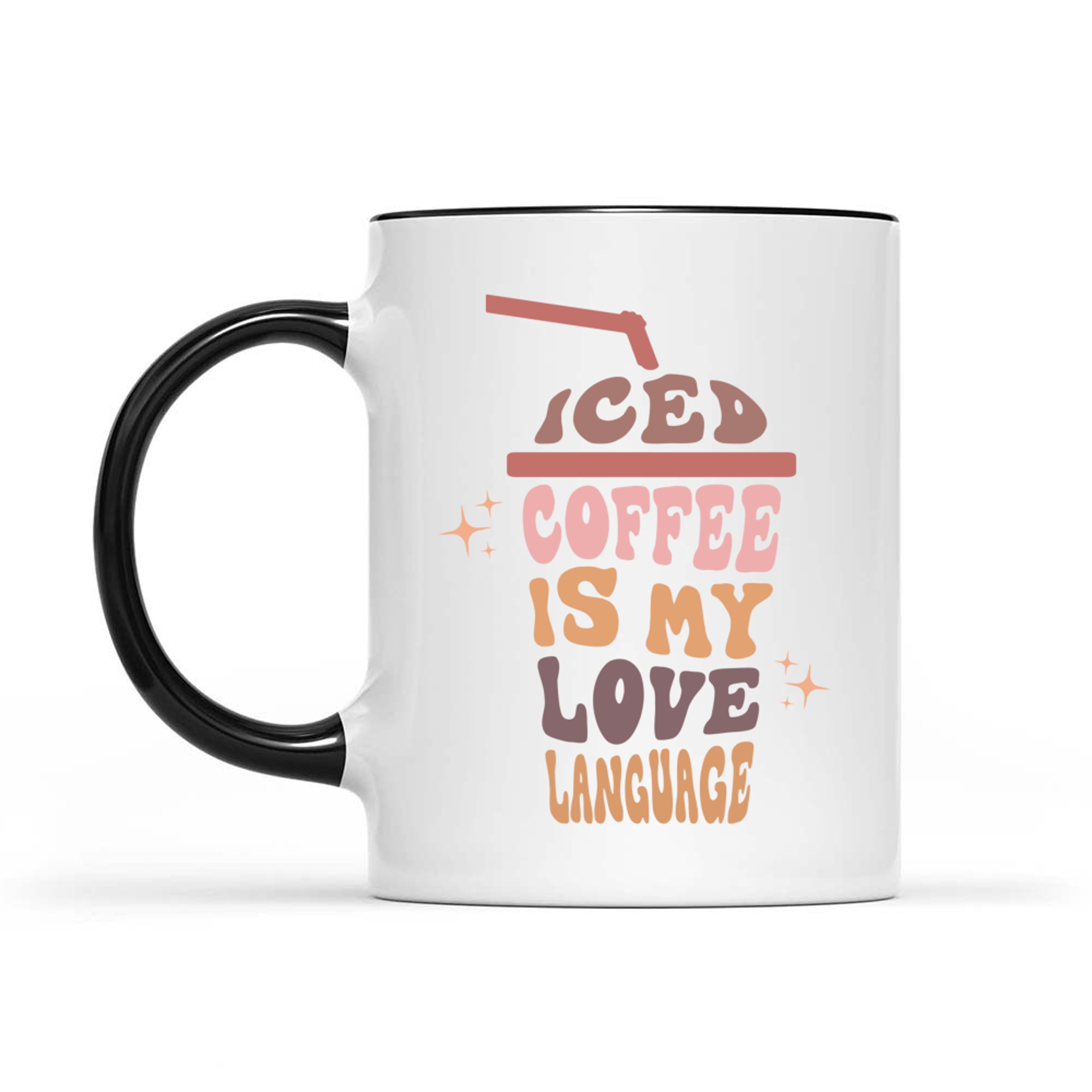 Iced Coffee Is My Love Language Retro Pastel Cup Coffee Quote Mug
