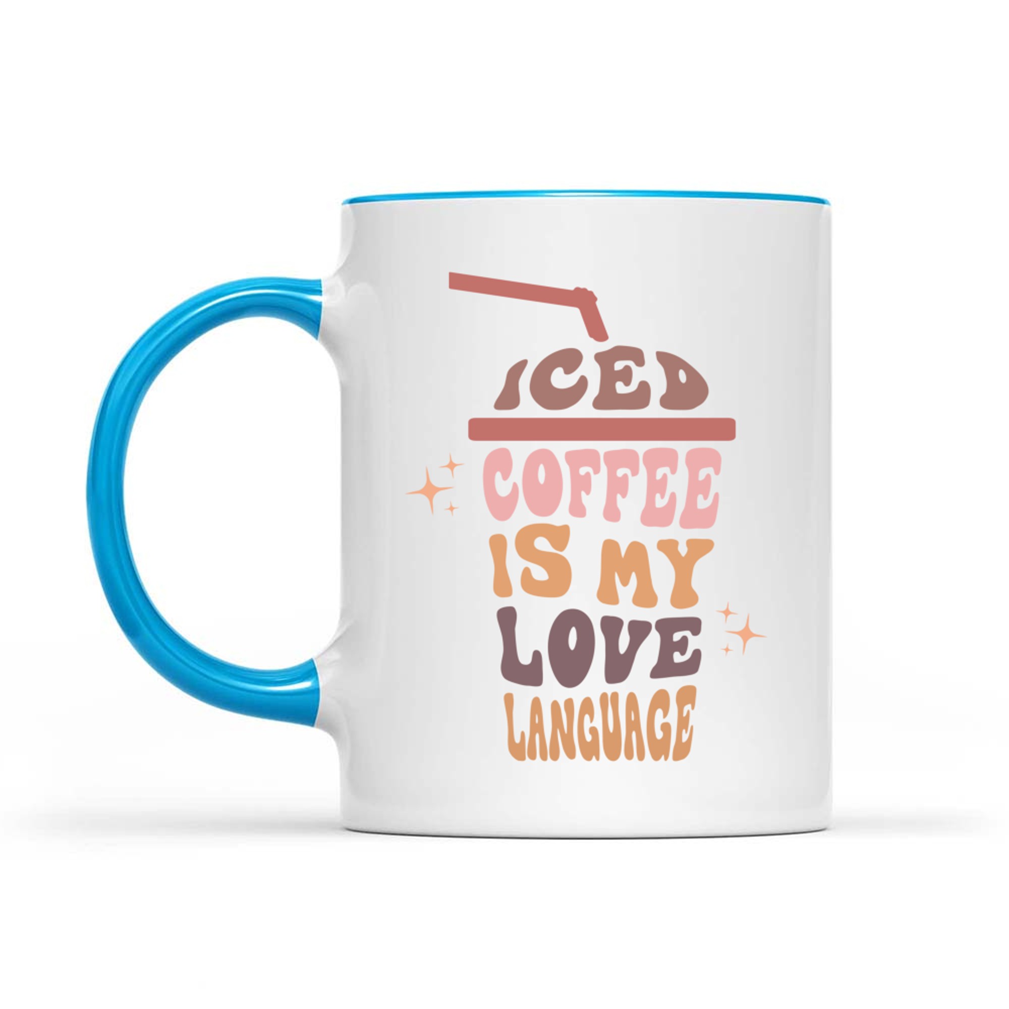 Iced Coffee Is My Love Language Retro Pastel Cup Coffee Quote Mug