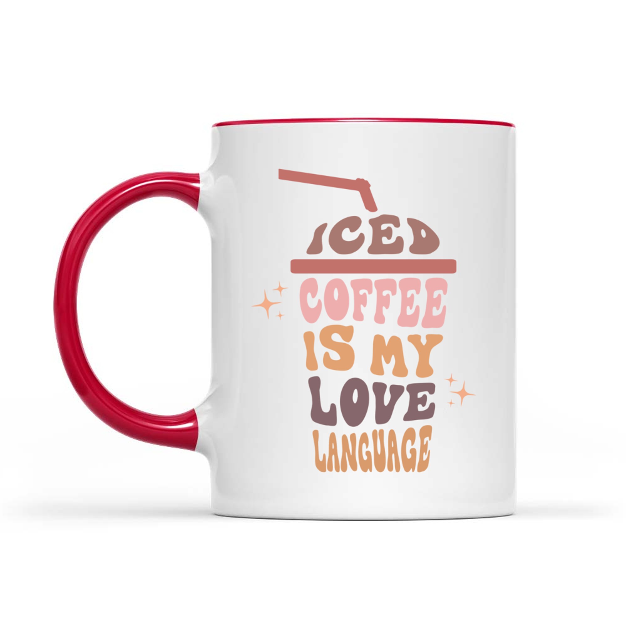 Iced Coffee Is My Love Language Retro Pastel Cup Coffee Quote Mug