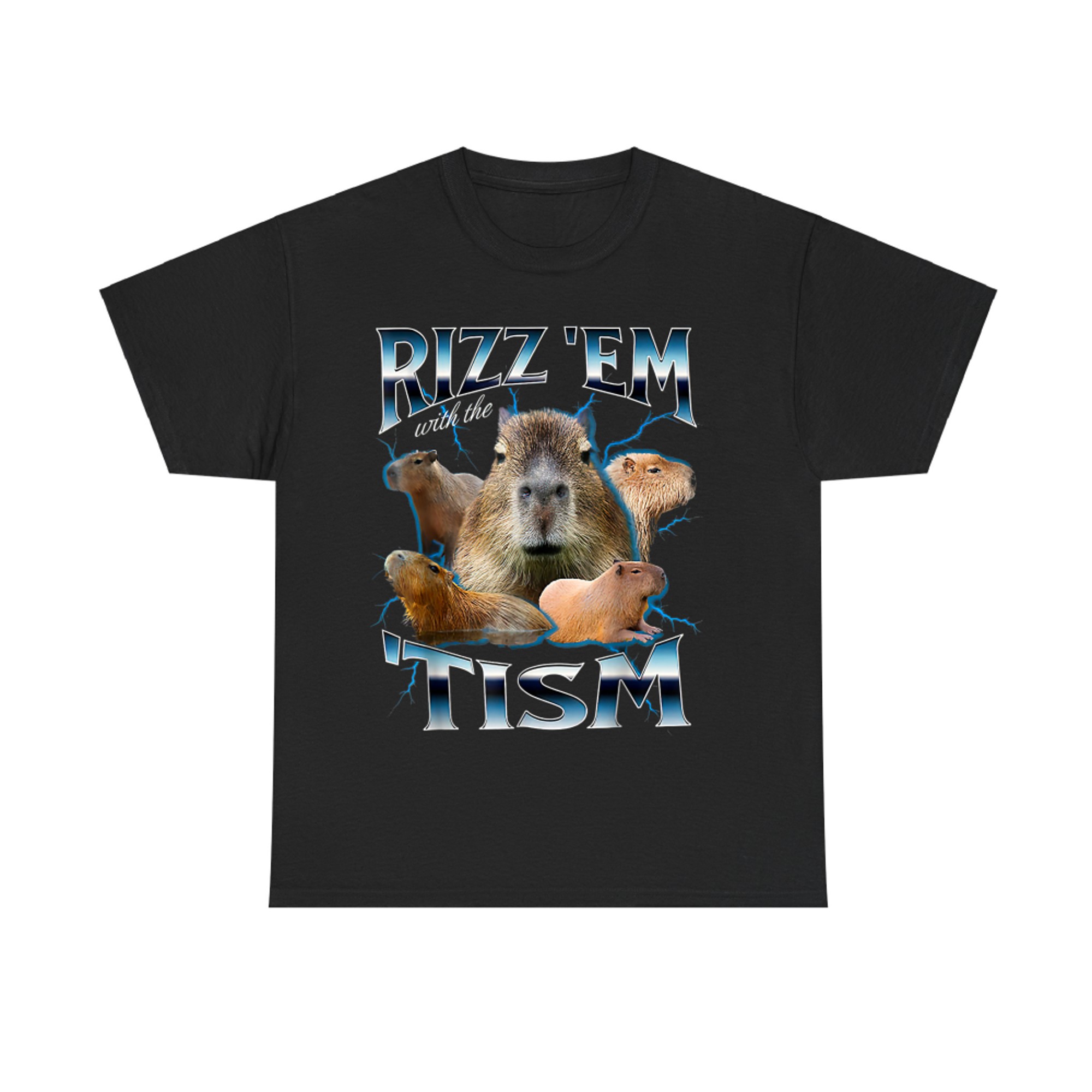 Rizz Em With The Tism Capybara Funny Oddly Dank Meme T-Shirt