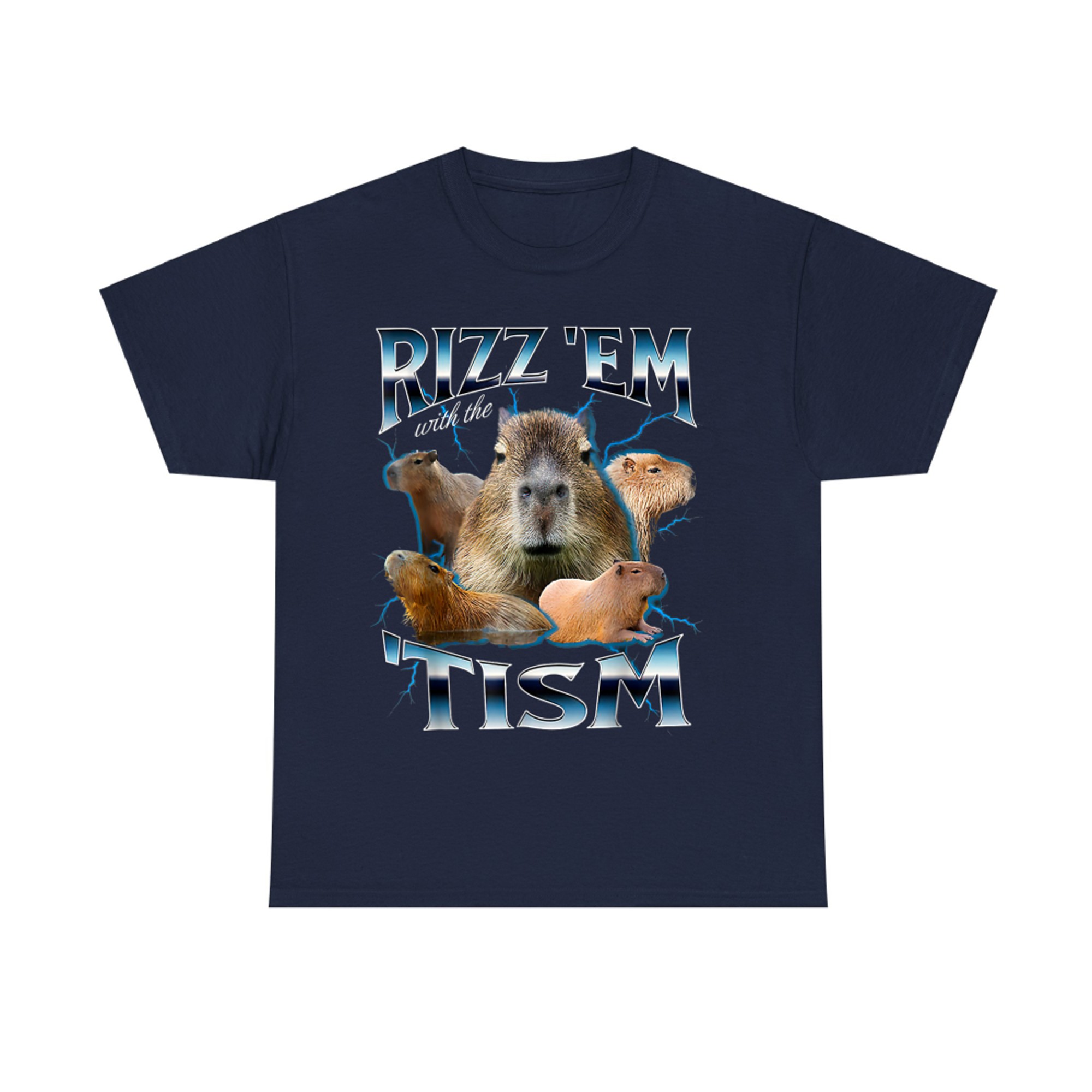Rizz Em With The Tism Capybara Funny Oddly Dank Meme T-Shirt