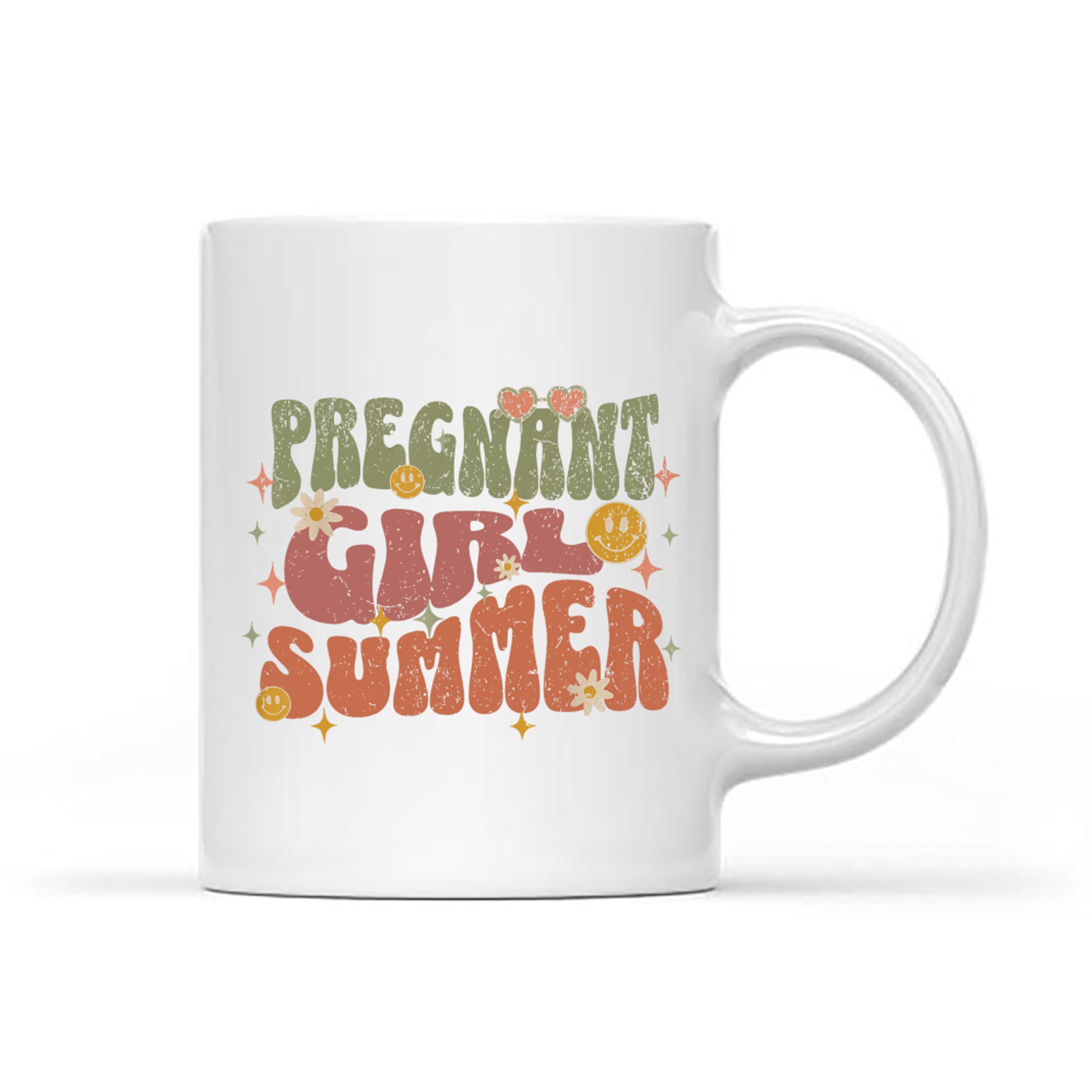 Vintage Pregnant Girl Retro Funny Summer Aesthetic Cute Mug