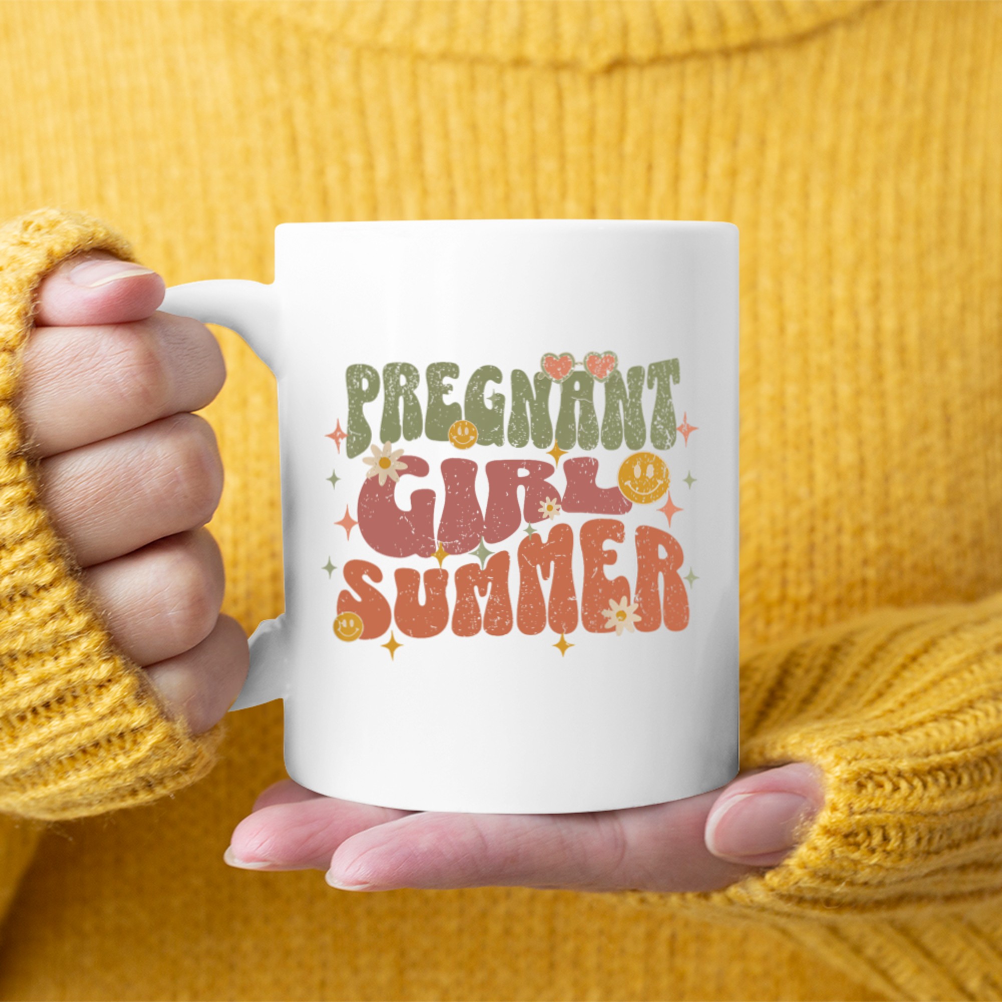 Vintage Pregnant Girl Retro Funny Summer Aesthetic Cute Mug