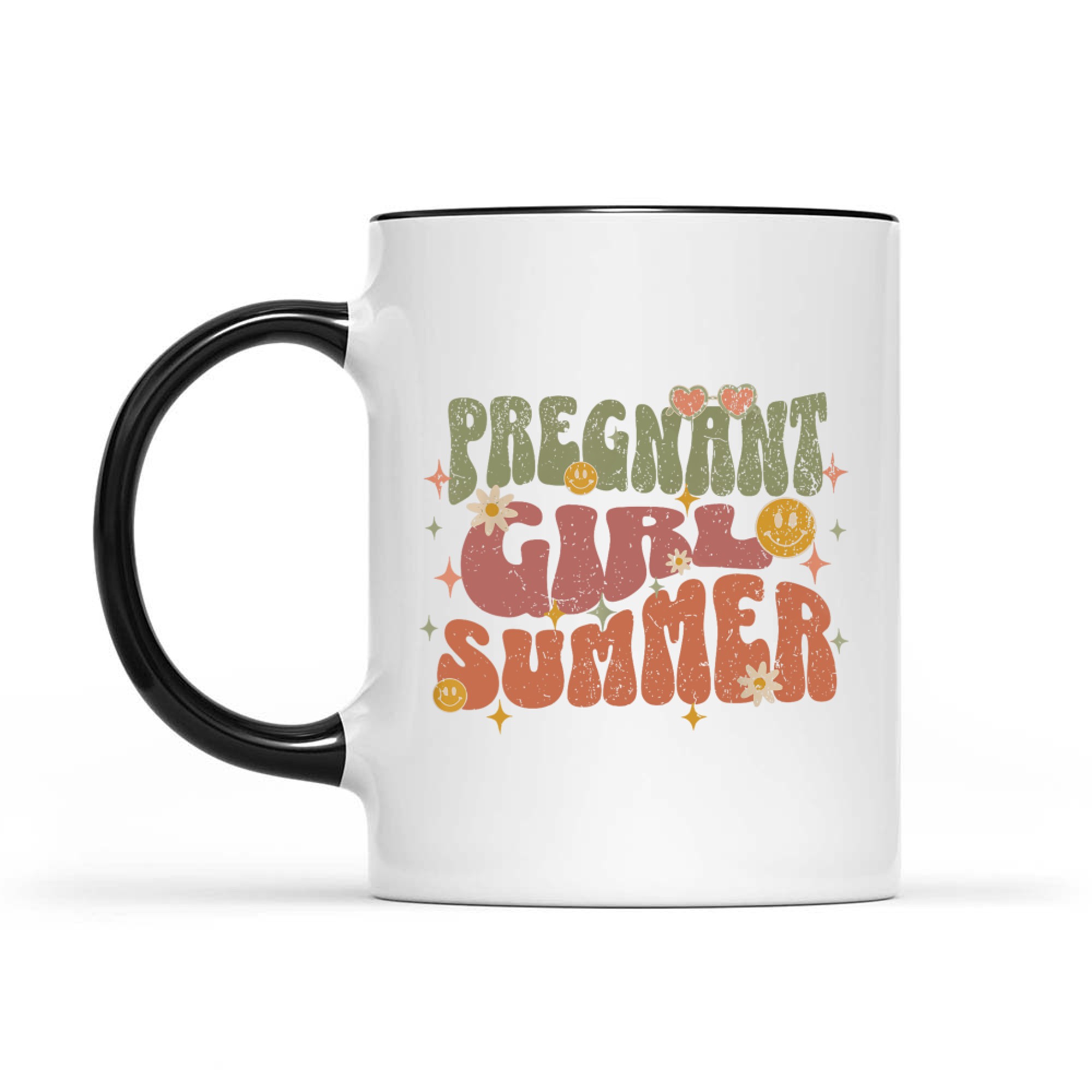 Vintage Pregnant Girl Retro Funny Summer Aesthetic Cute Mug