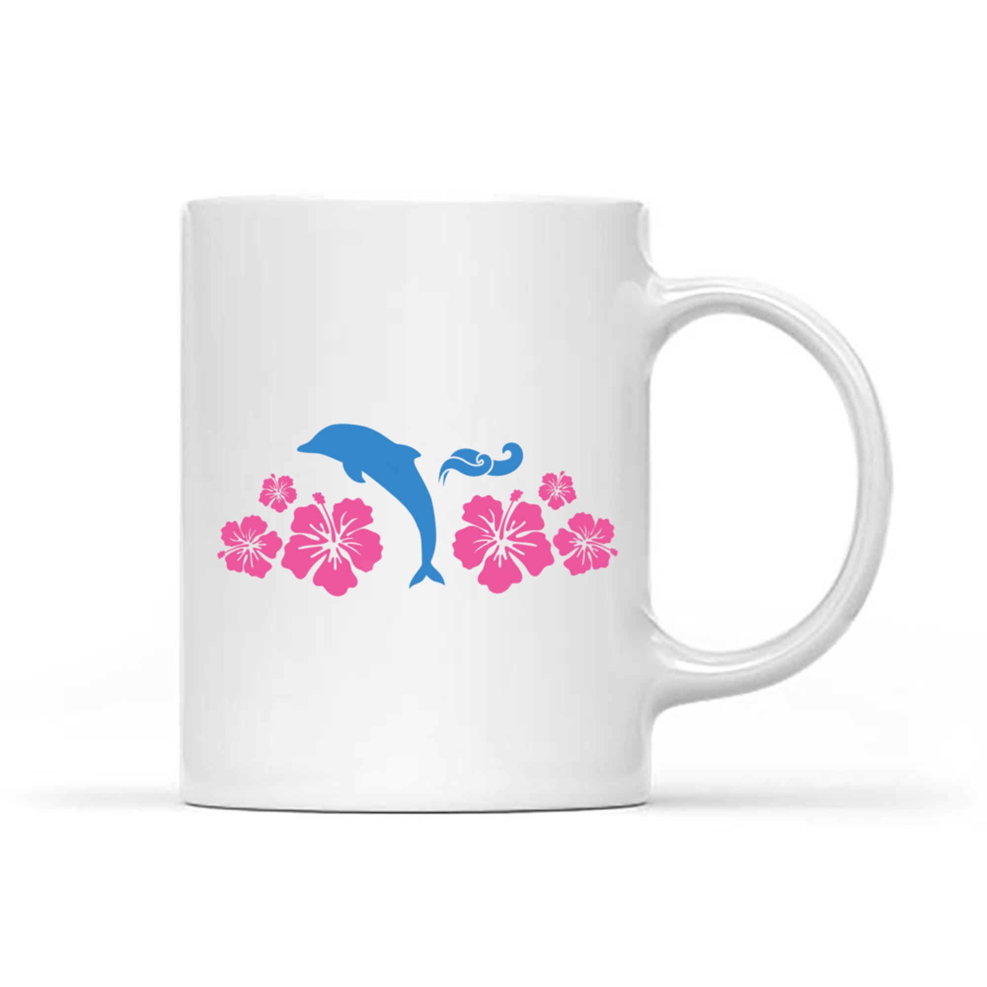 Womens Dolphin & Flowers Coconut Girl Y2K 2000s Aesthetic Summer Mug