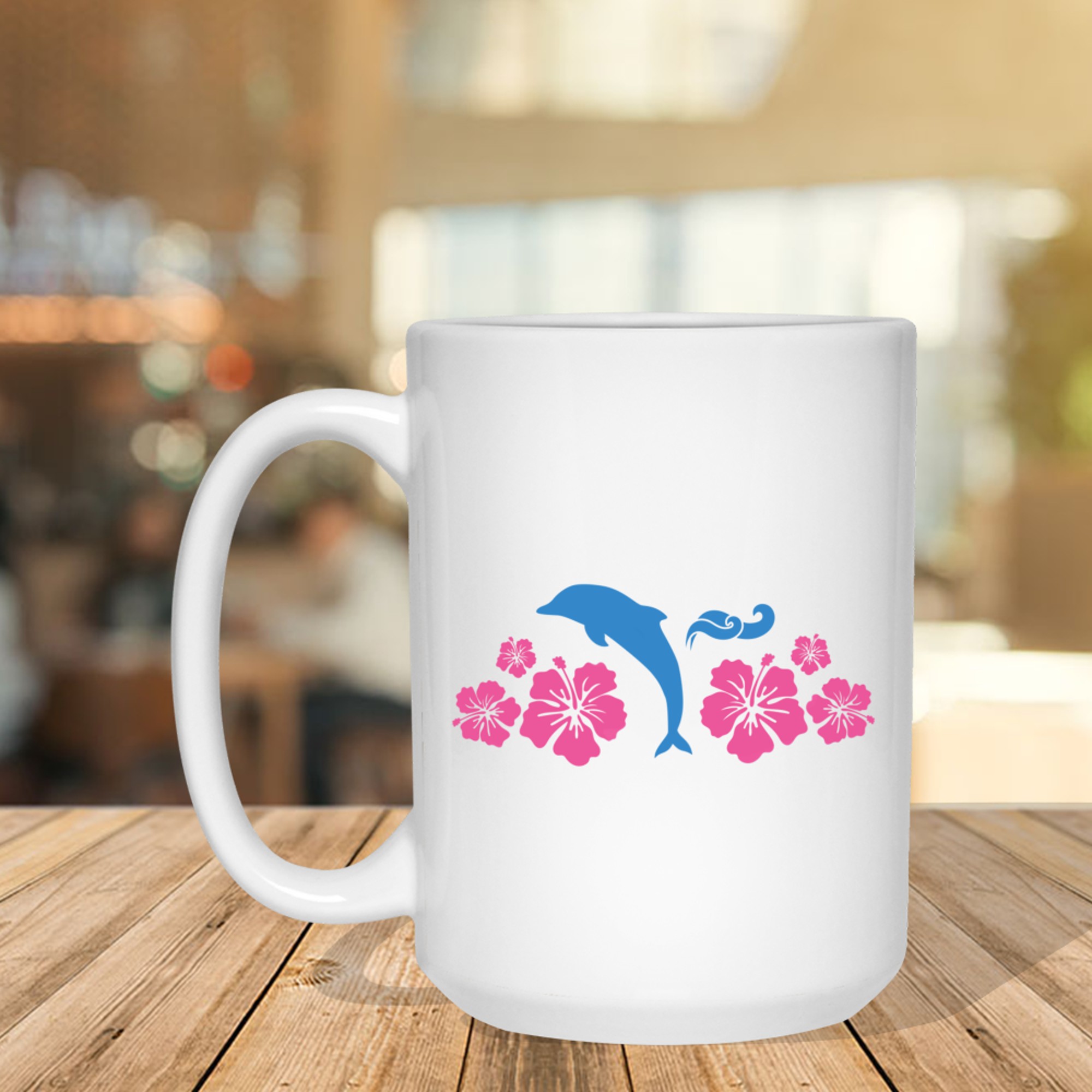 Womens Dolphin & Flowers Coconut Girl Y2K 2000s Aesthetic Summer Mug